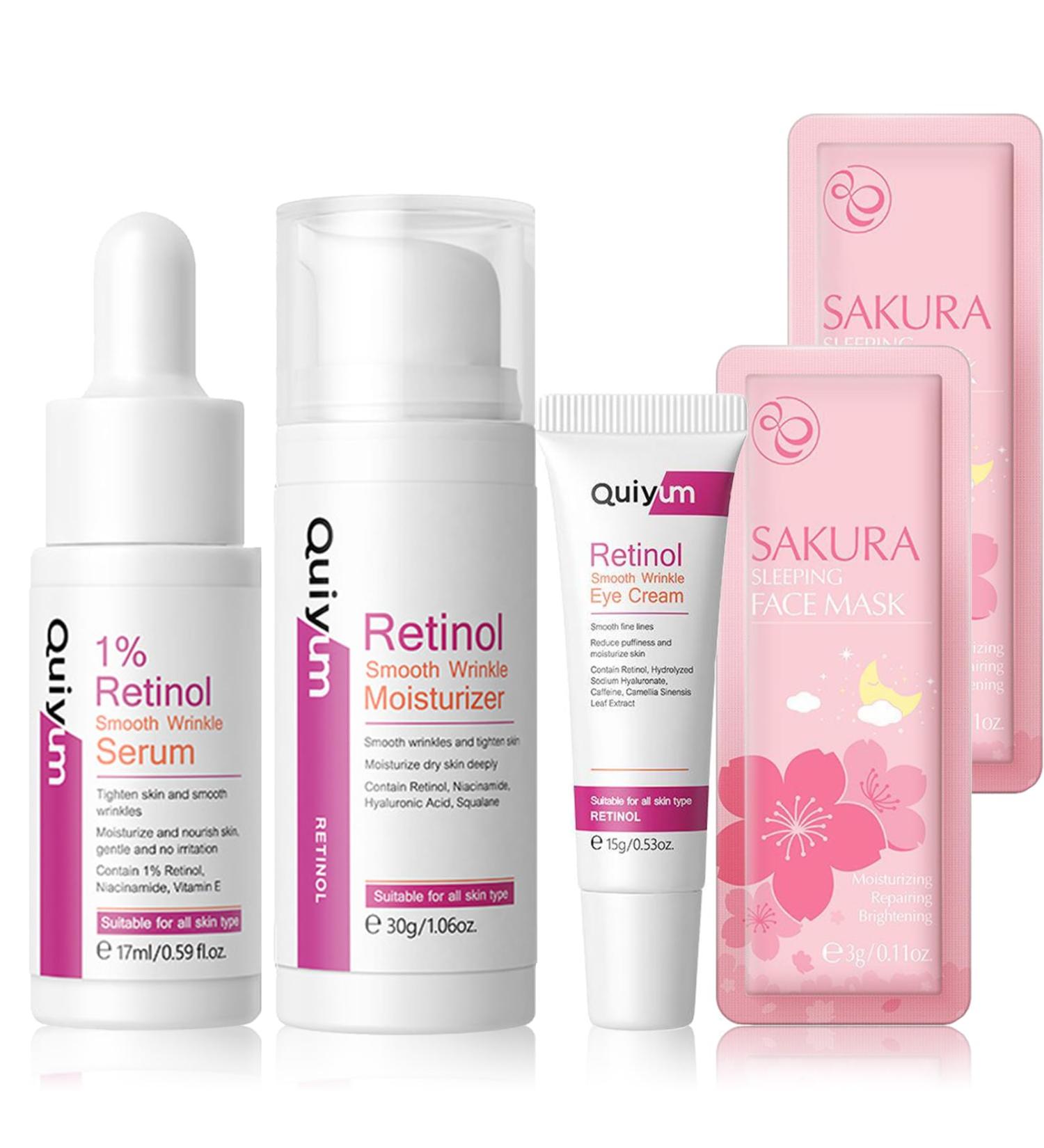 Shop Retinol Serum Skincare Set | Anti-Aging Face Care Kit for Women | Hydrating Moisturizer Eye Cream & Mask | International Shipping Available - Buy Online on SooperMarket.com
