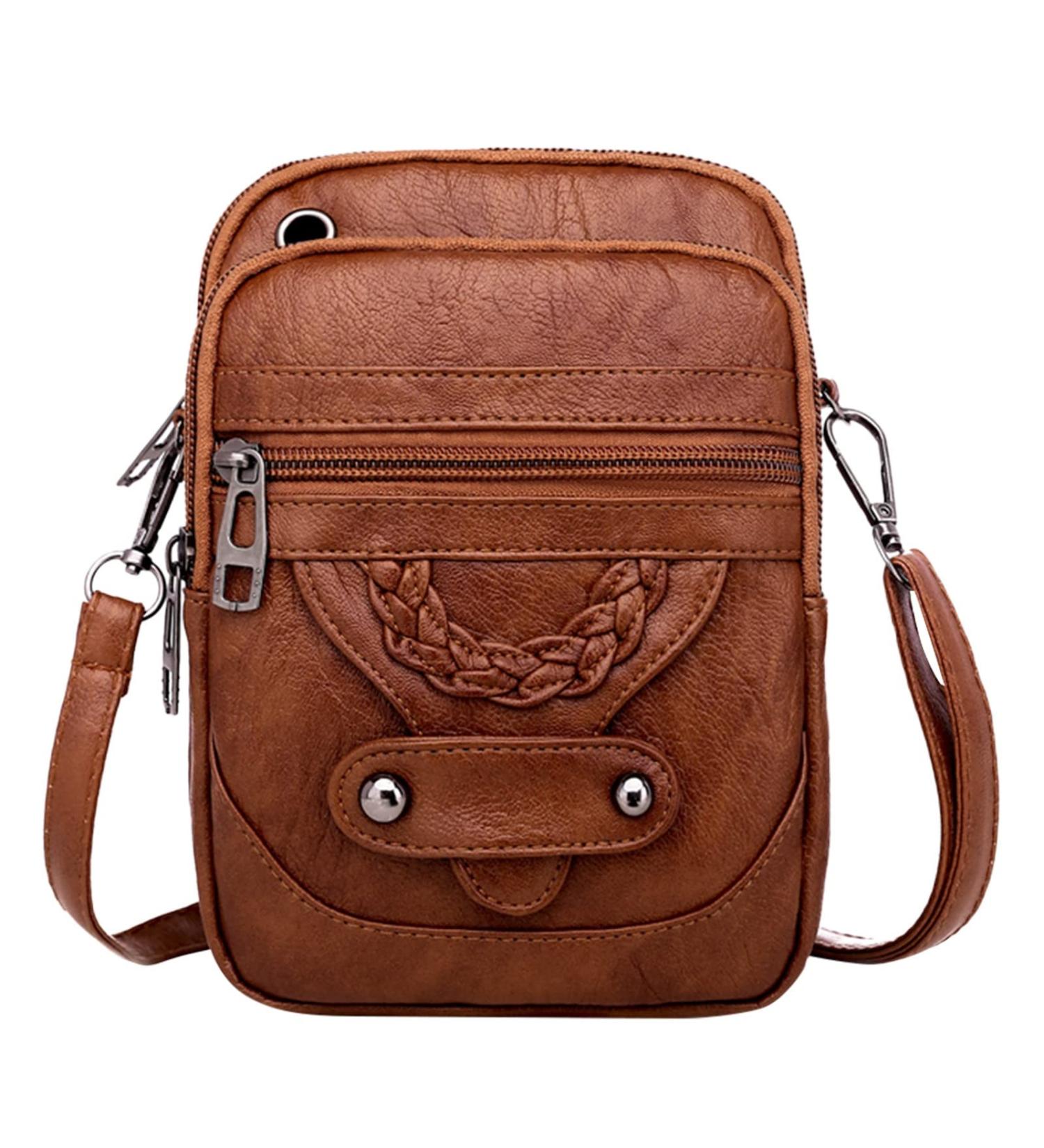 Qwuveds Women's Small Shoulder Bag - Mini Phone Wallet & Messenger Bag - Perfect for Cycling & Kids - Brown - Buy Online on SooperMarket.com