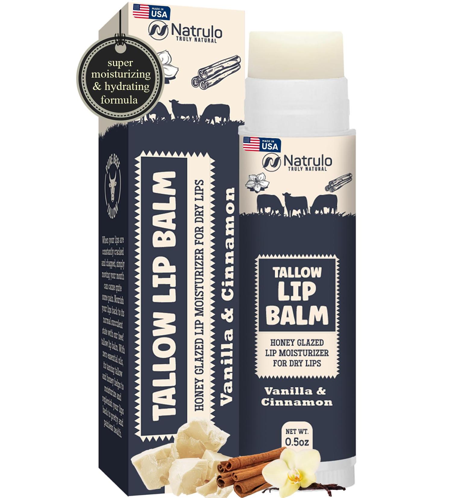 Beef Tallow Lip Balm | Natural Hydrating Chapstick | Grass-Fed Bison Tallow Moisturizer | Soothes Chapped Lips & Sensitive Skin | Made in the USA - Buy Online on SooperMarket.com