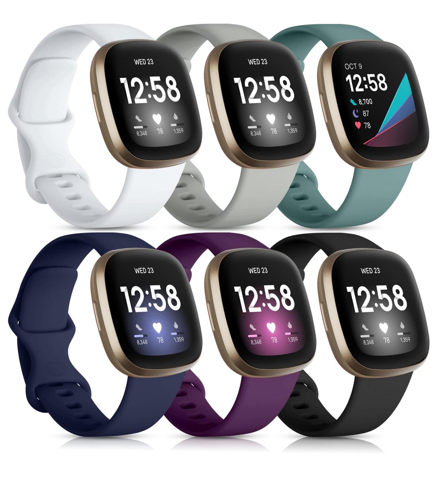 DaQin Soft TPU Sport Replacement Band for Fitbit Versa 3/Sense - Small Black/White/Gray/Plum/Pine Green/Dark Blue - Buy Online on SooperMarket.com