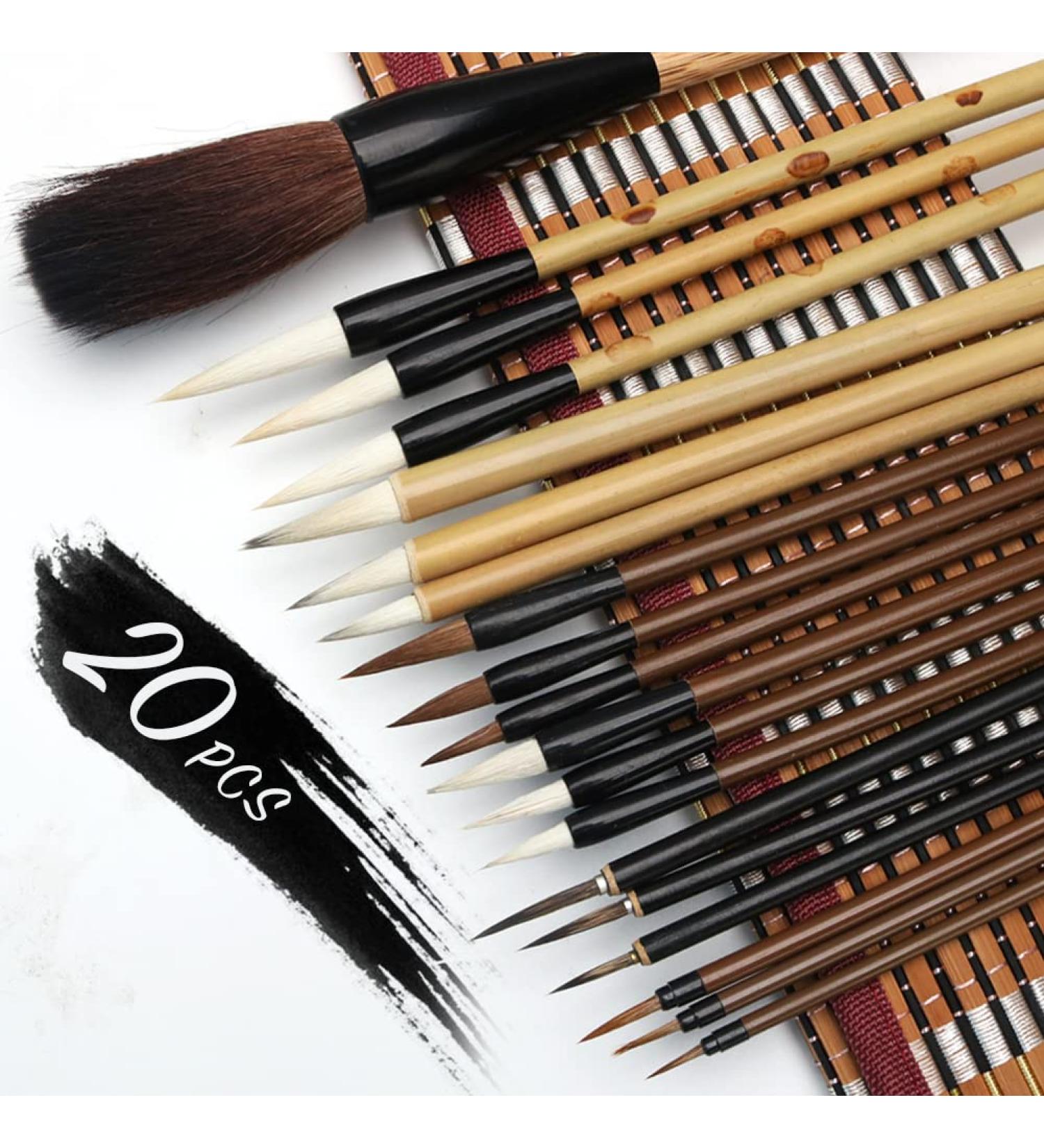 Chinese Calligraphy Brush Set - 20 PCS Sumi Painting Drawing Brushes with Bamboo Holder - On Sale Today - Buy Online on SooperMarket.com