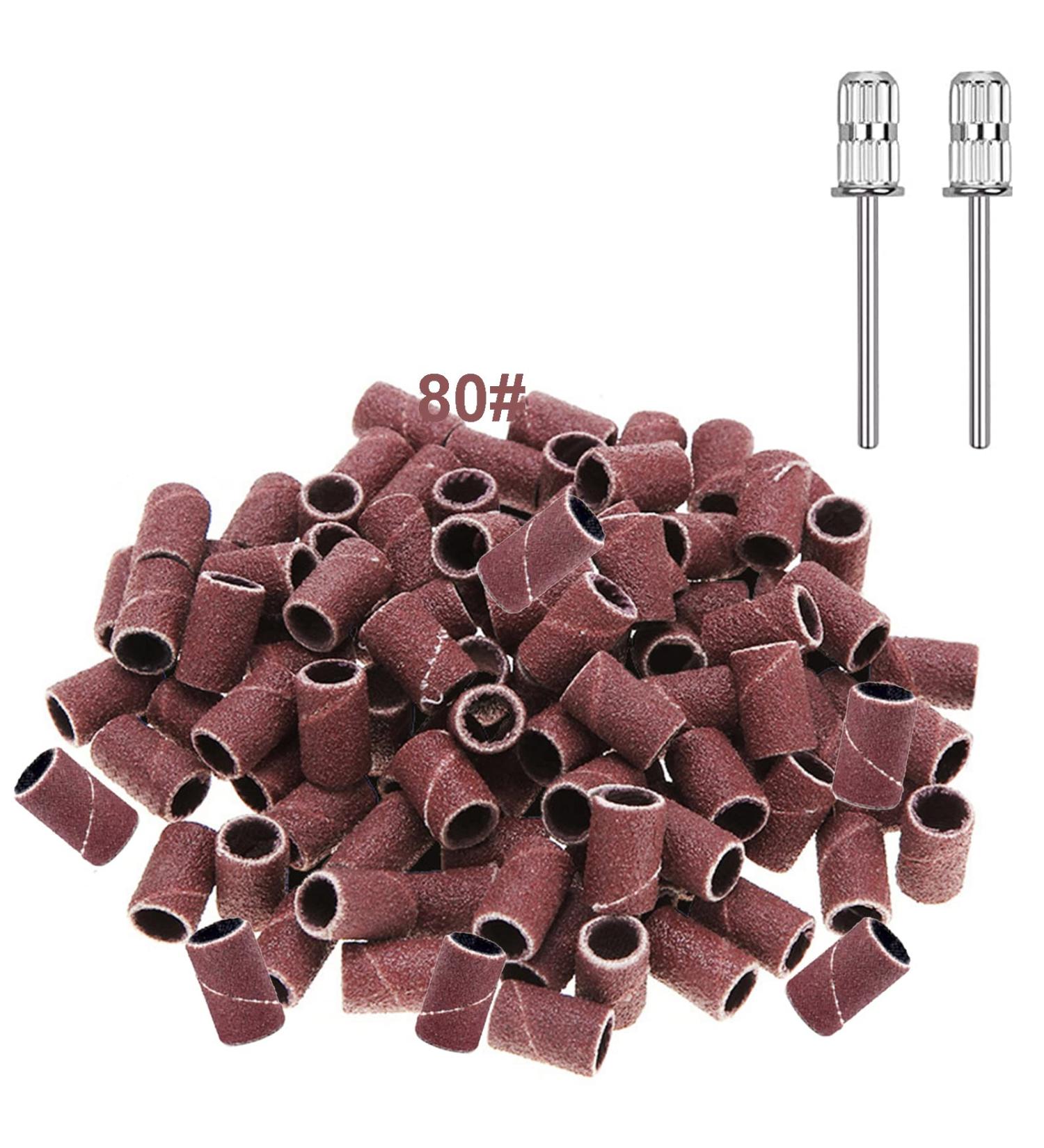 Yoezuo 100 Pcs Nail Sanding Bands Grit Nail Art Sanding Bands 80 Grit Nail Files with 2 Pcs Nail Drill Bits for Electric Nail Files Nail Drill Machine Manicure Pedicure 80" - Buy Online on SooperMarket.com