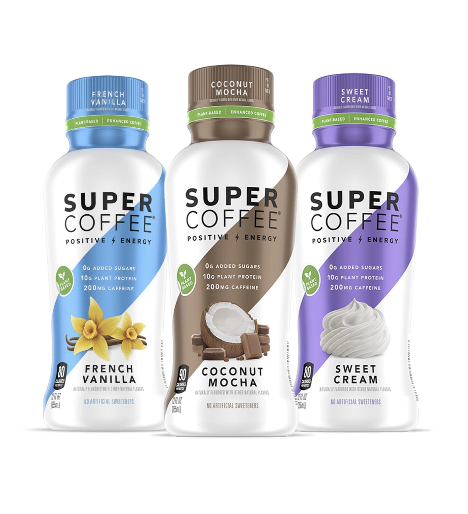 Kitu Super Coffee Variety Pack - French Vanilla Coconut Mocha Sweet Cream 12 Fl Oz 6 Pack | Vegan Protein Coffee (0g Added Sugar, 10g Protein, 80 Calories) | Iced Coffee Keto Coffee - Pea Protein Plant Based Gluten Free - Buy Online on SooperMarket.com