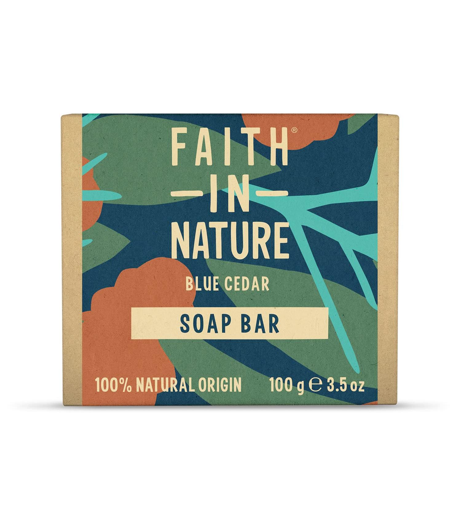 Faith In Nature Blue Cedar Hand Soap Bar - Vegan, Cruelty-Free, No SLS, Parabens (100g) - Buy Online on SooperMarket.com
