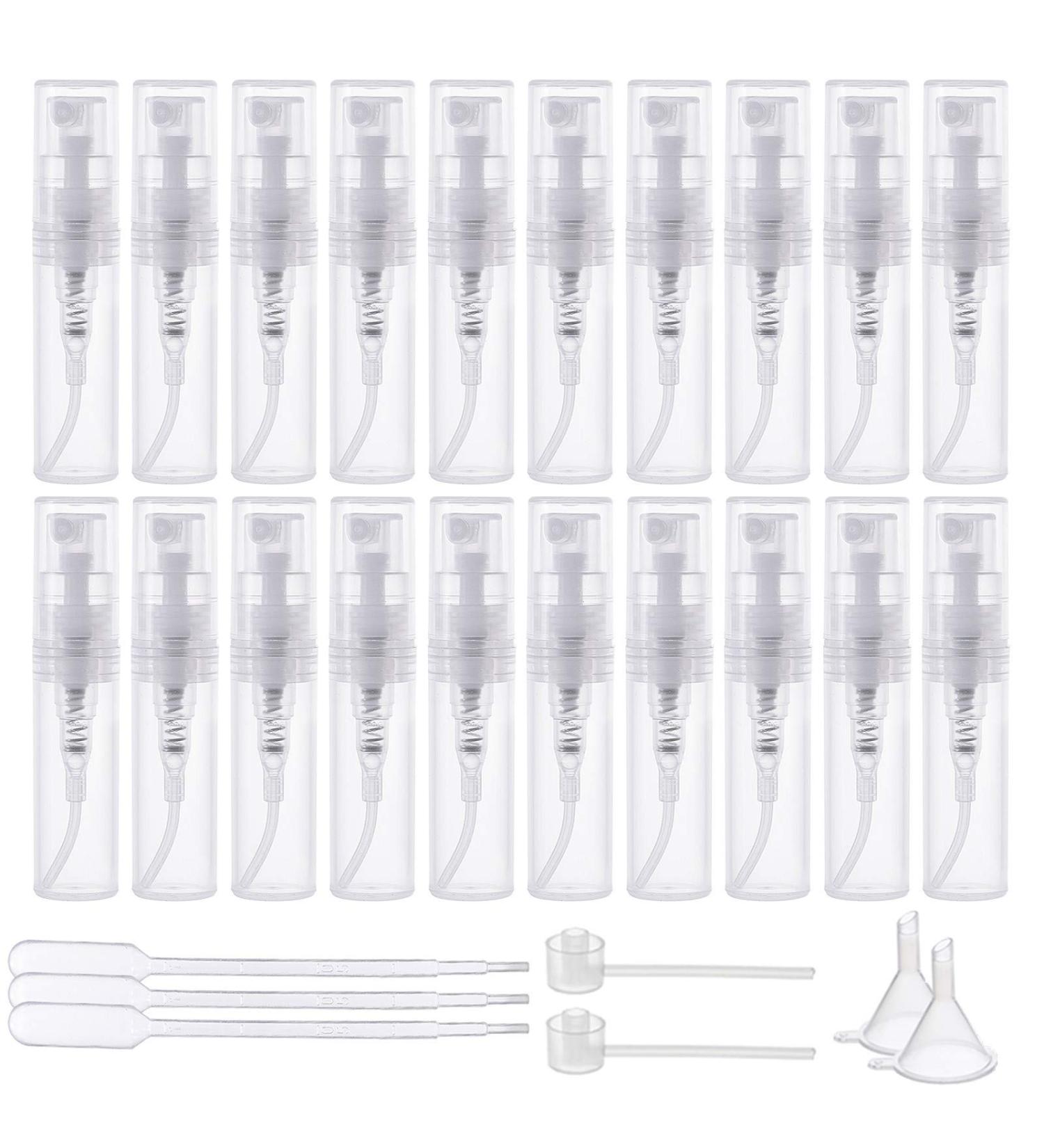 BENECREAT 80PCS Mini Spray Bottles - 2ml Clear Plastic Perfume Bottles with 6 Pipettes Funnels & Pumps for Travel - International Shipping Available - Buy Online on SooperMarket.com