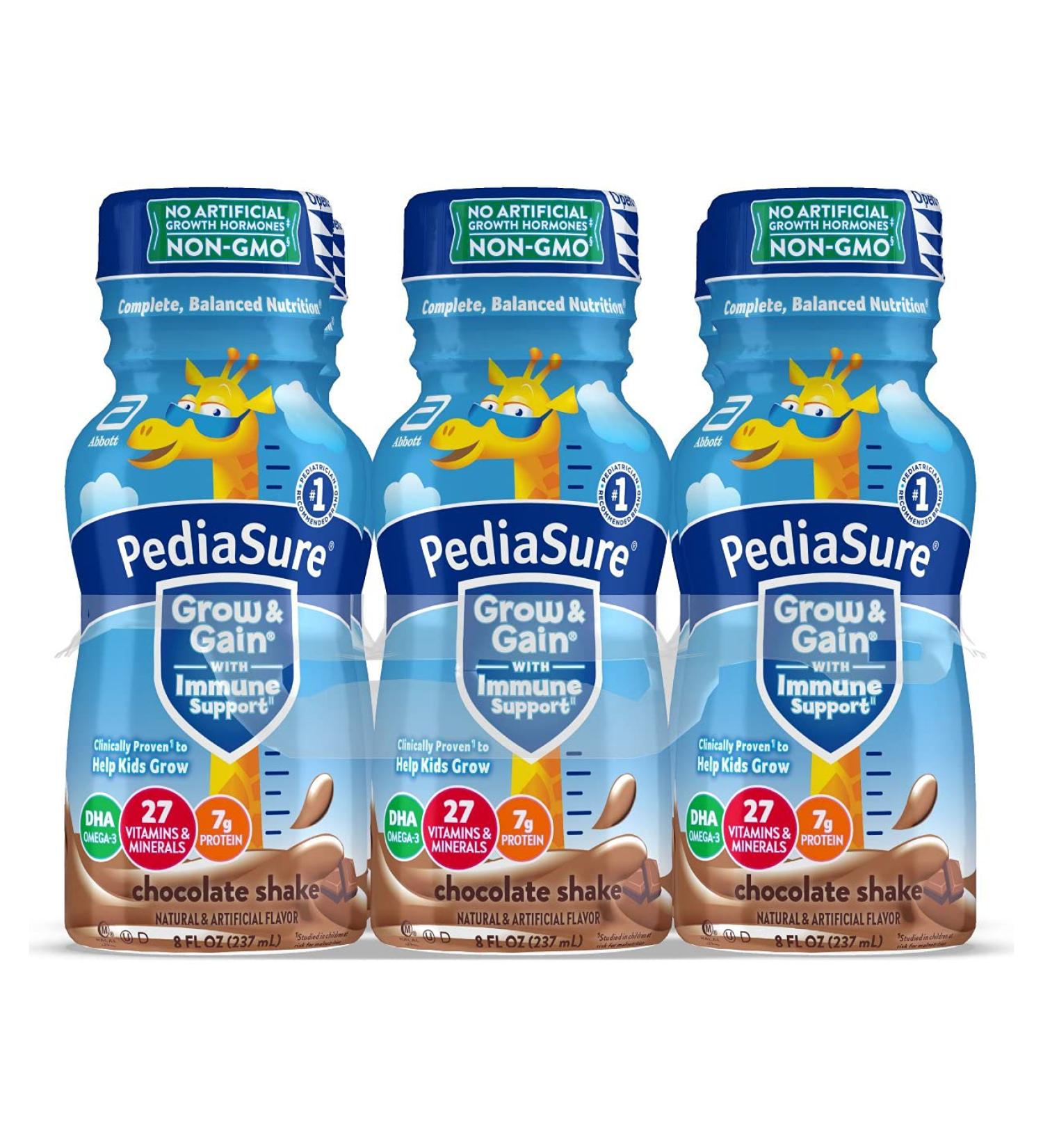 PediaSure Grow & Gain with Immune Support Kids Protein Shake - Chocolate, 8 Fl Oz (Pack of 6) | 27 Vitamins & Minerals, 7g Protein, Non-GMO & Gluten-Free - Buy Online on SooperMarket.com