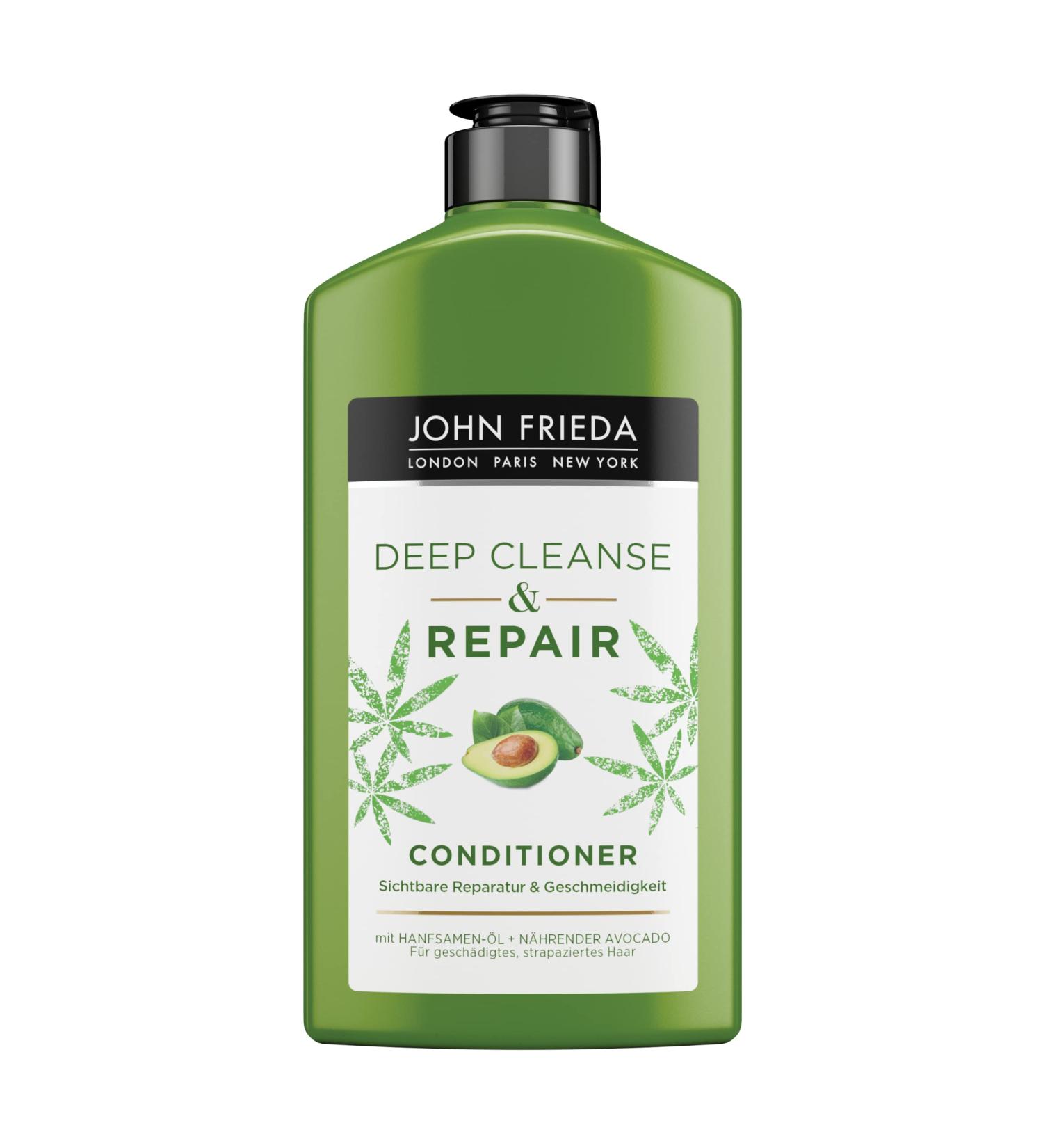 John Frieda Deep Cleanse & Repair Conditioner 250ml | Hemp Seed Oil & Avocado for Soothing Stressed Hair | International Shipping Available - Buy Online on SooperMarket.com