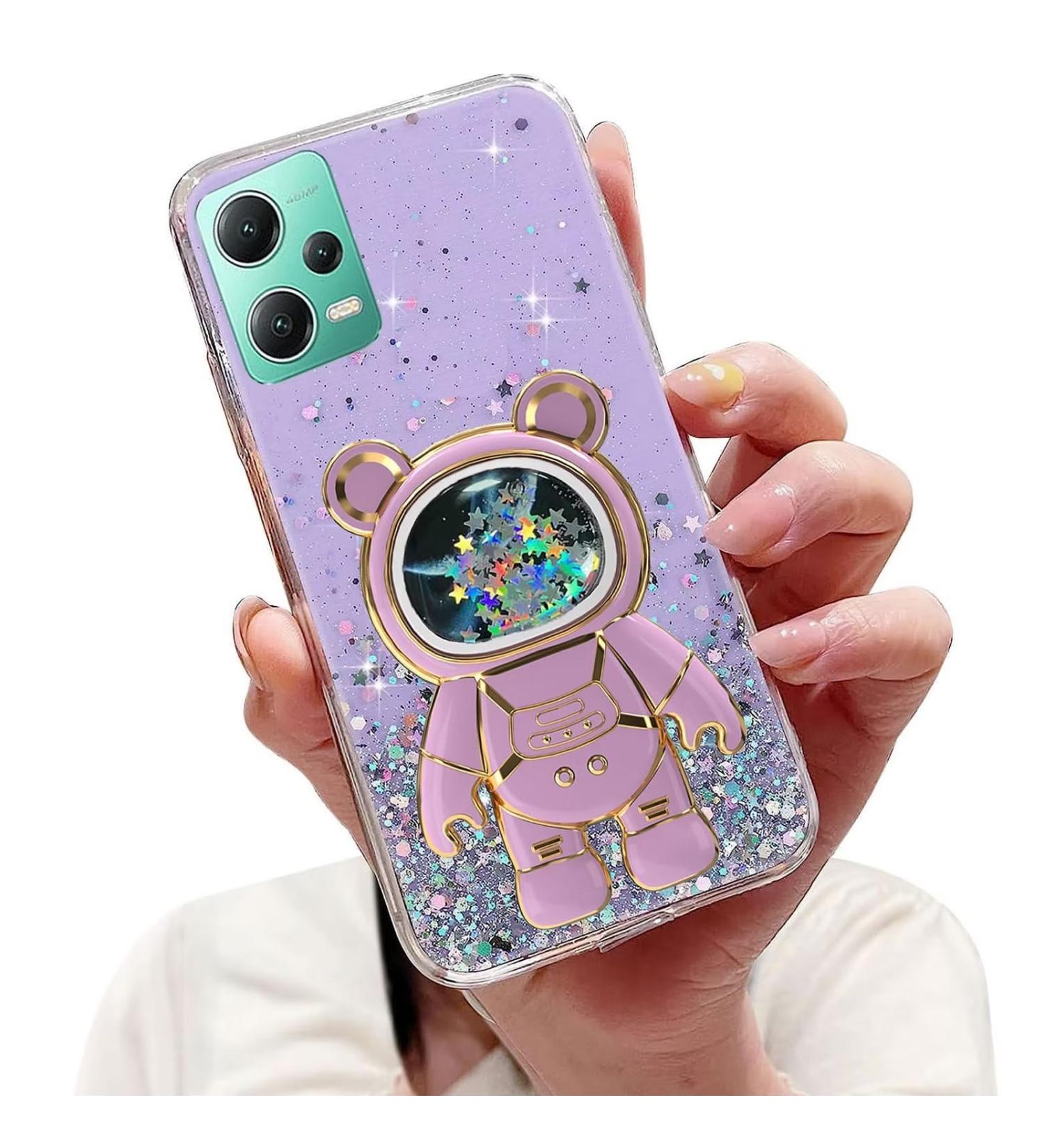 Tivenfezk Nadoli for Xiaomi Redmi Note 12 Pro 5G - Cartoon Glitter Astronaut Soft Silicone Case with Hidden Stand - Buy Online on SooperMarket.com