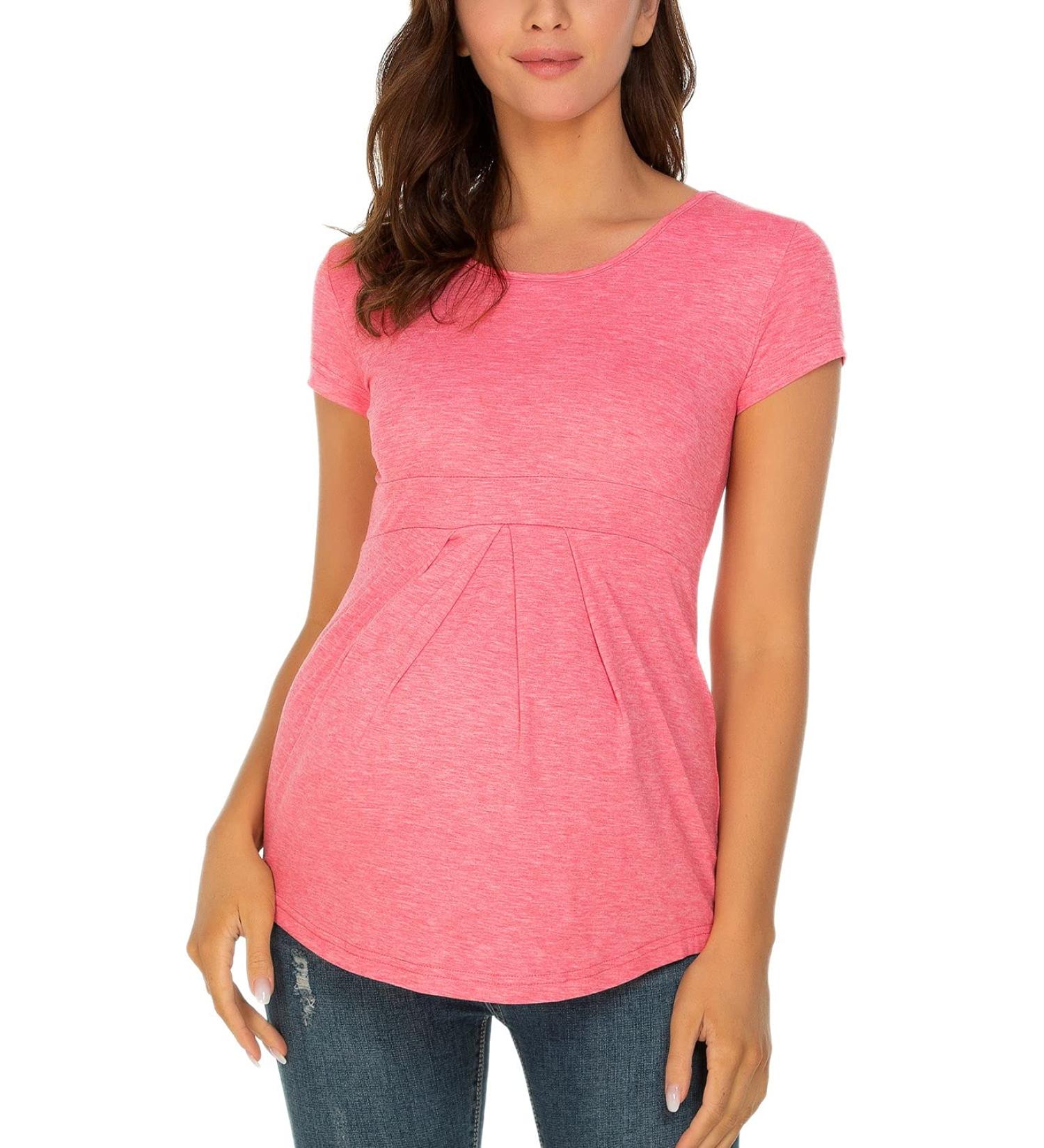 Love2Mi Women's Maternity Nursing Shirt - Layered Design Wrap Top in S-Pink - Size S - Buy Online on SooperMarket.com