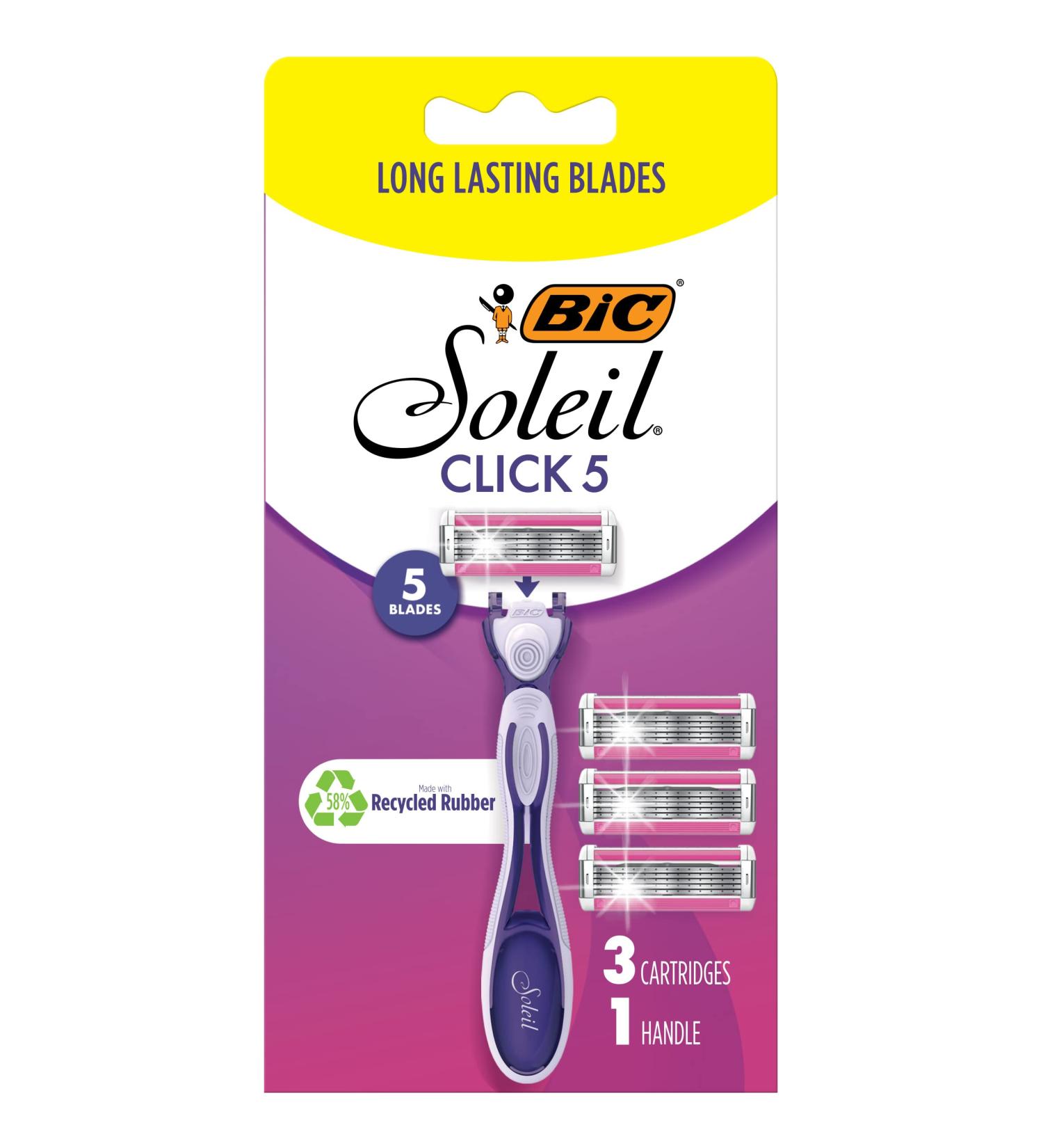 BIC Soleil Click 5 Women's 5-Blade Disposable Razor - 1 Handle + 3 Cartridges - Buy Online on SooperMarket.com