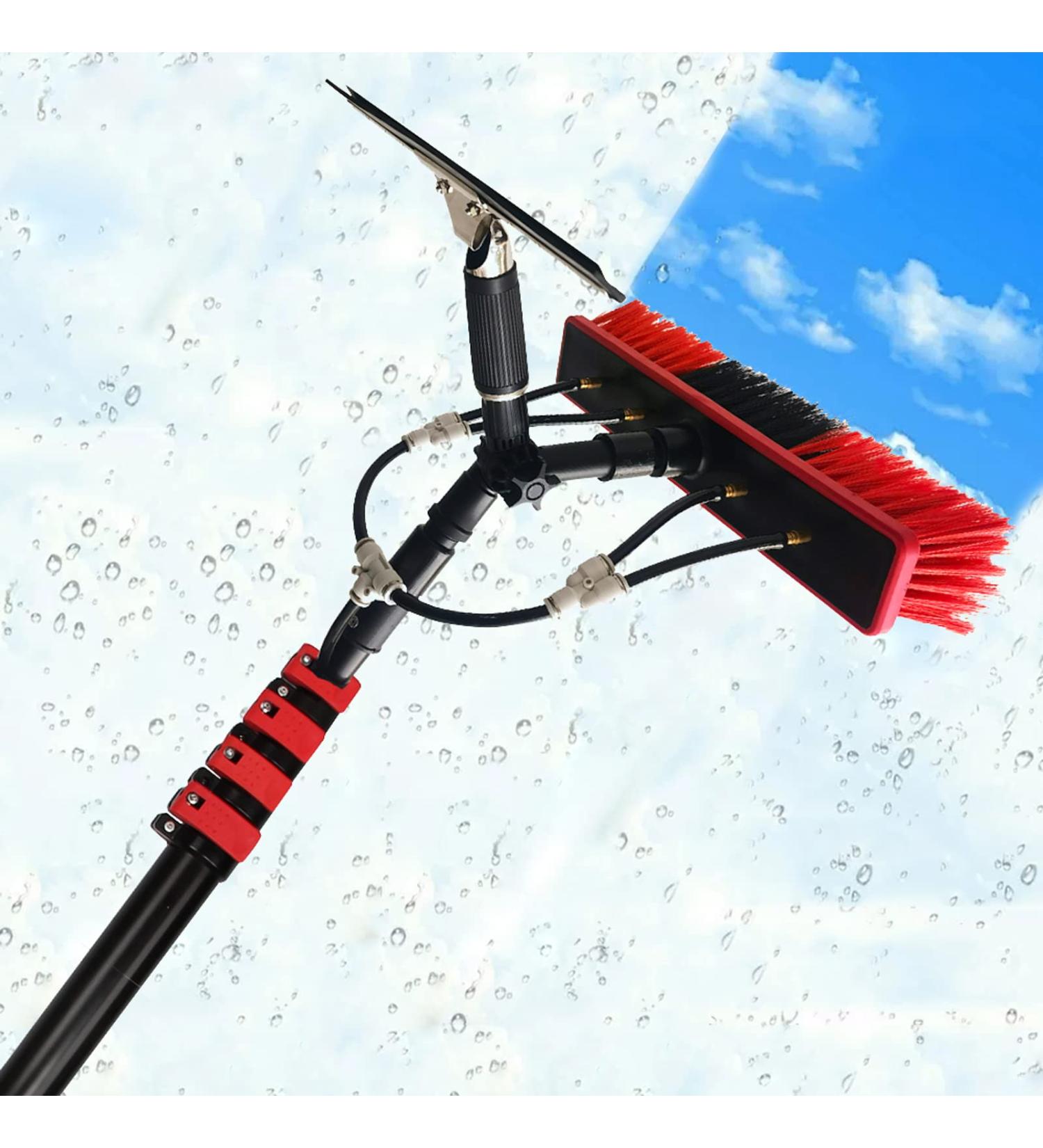 Pole Water Fed Telescopic Rod Window Cleaning for Photovoltaic Panel Cleaning Trucks Windows Window Glass Wall 55cm Brush Head 10M/33FT - Buy Online on SooperMarket.com