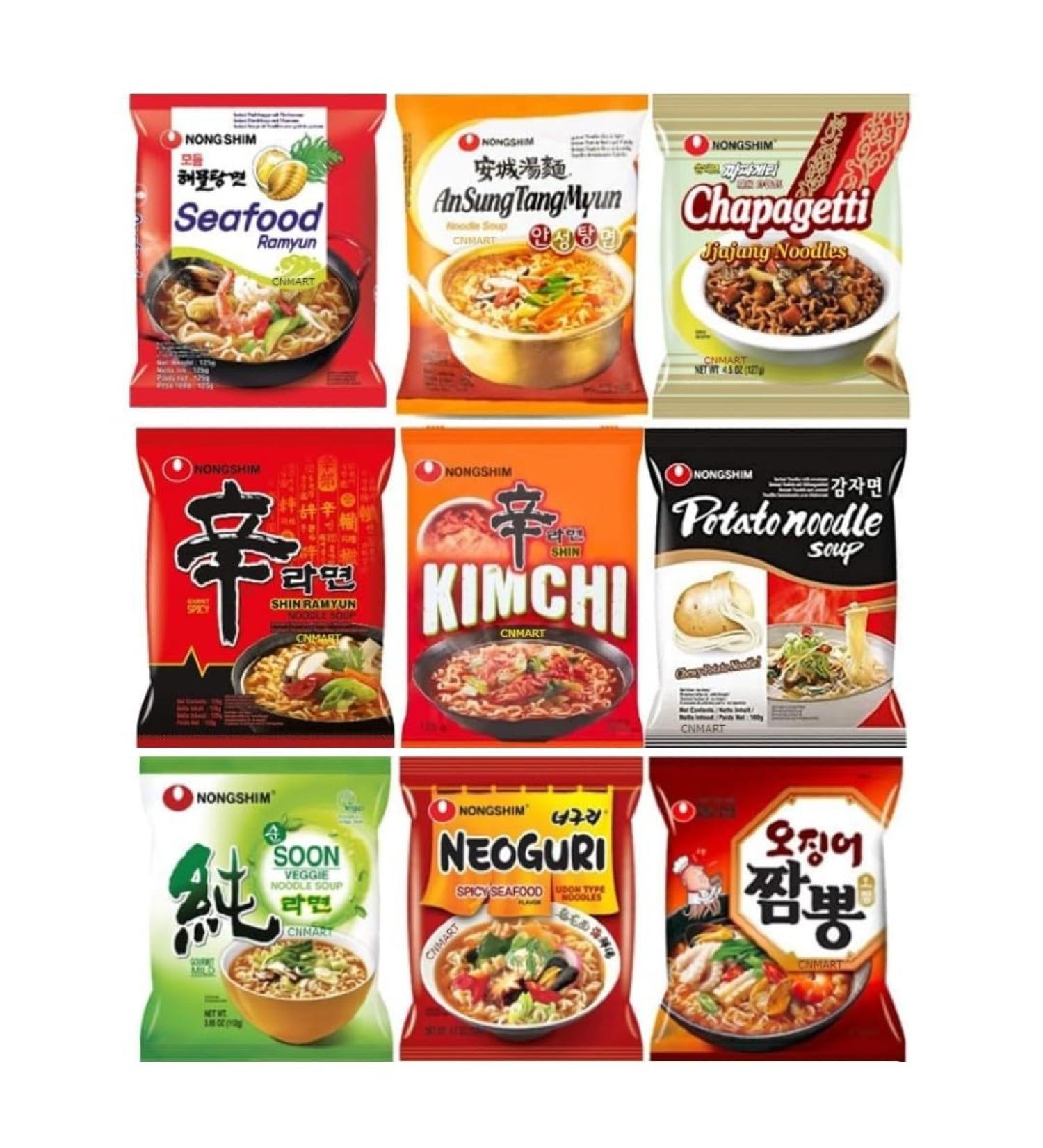 CNMART Nongshim Instant Noodle Soup Ramyun Ramen Assorted 5 Different Flavours (Pack of 20) - Buy Online on SooperMarket.com