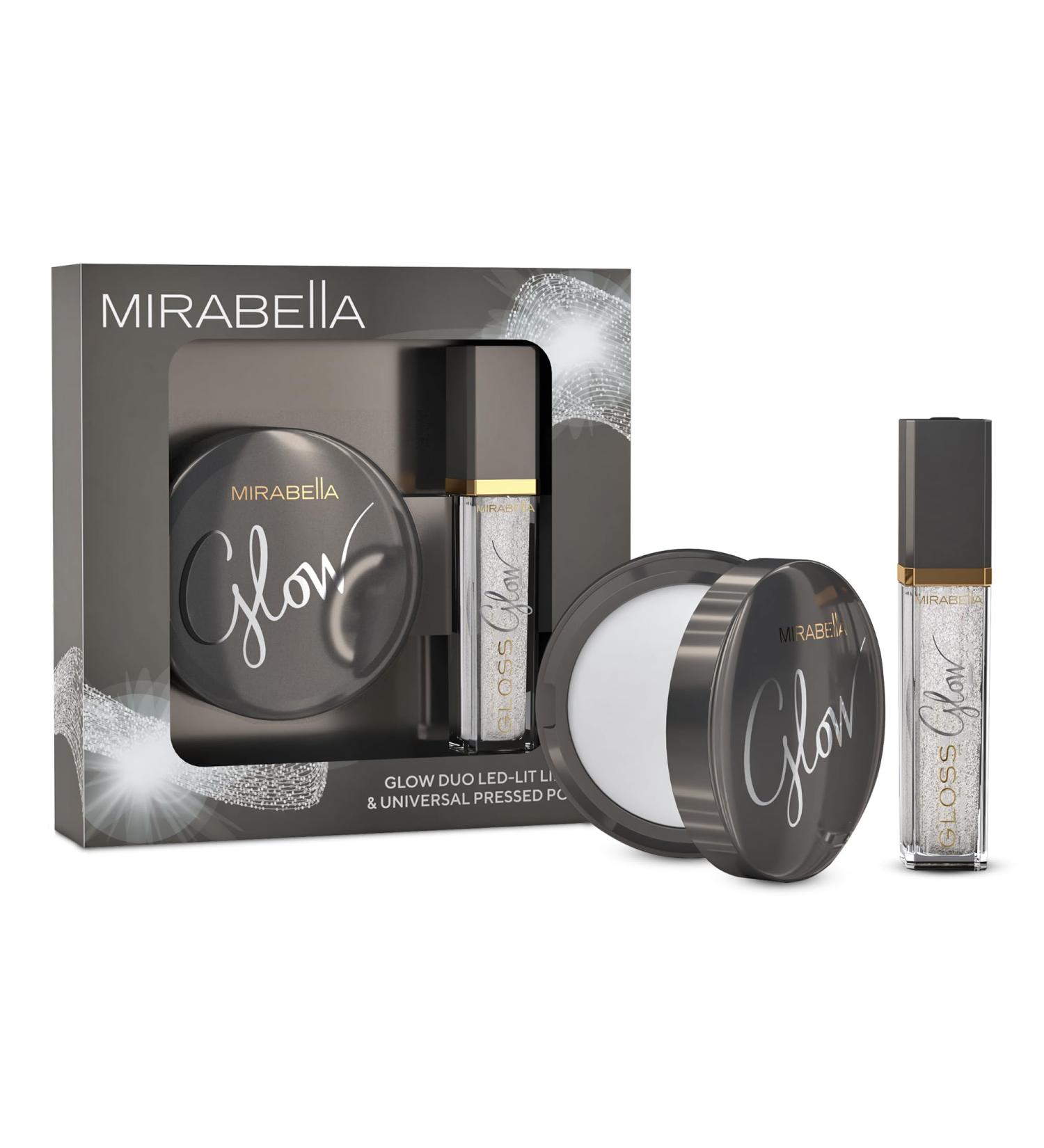 Mirabella Glow Duo Gift Set - LED Lip Gloss & Hyaluronic Powder | Talc-Free Paraben & Gluten Free | International Shipping - Buy Online on SooperMarket.com