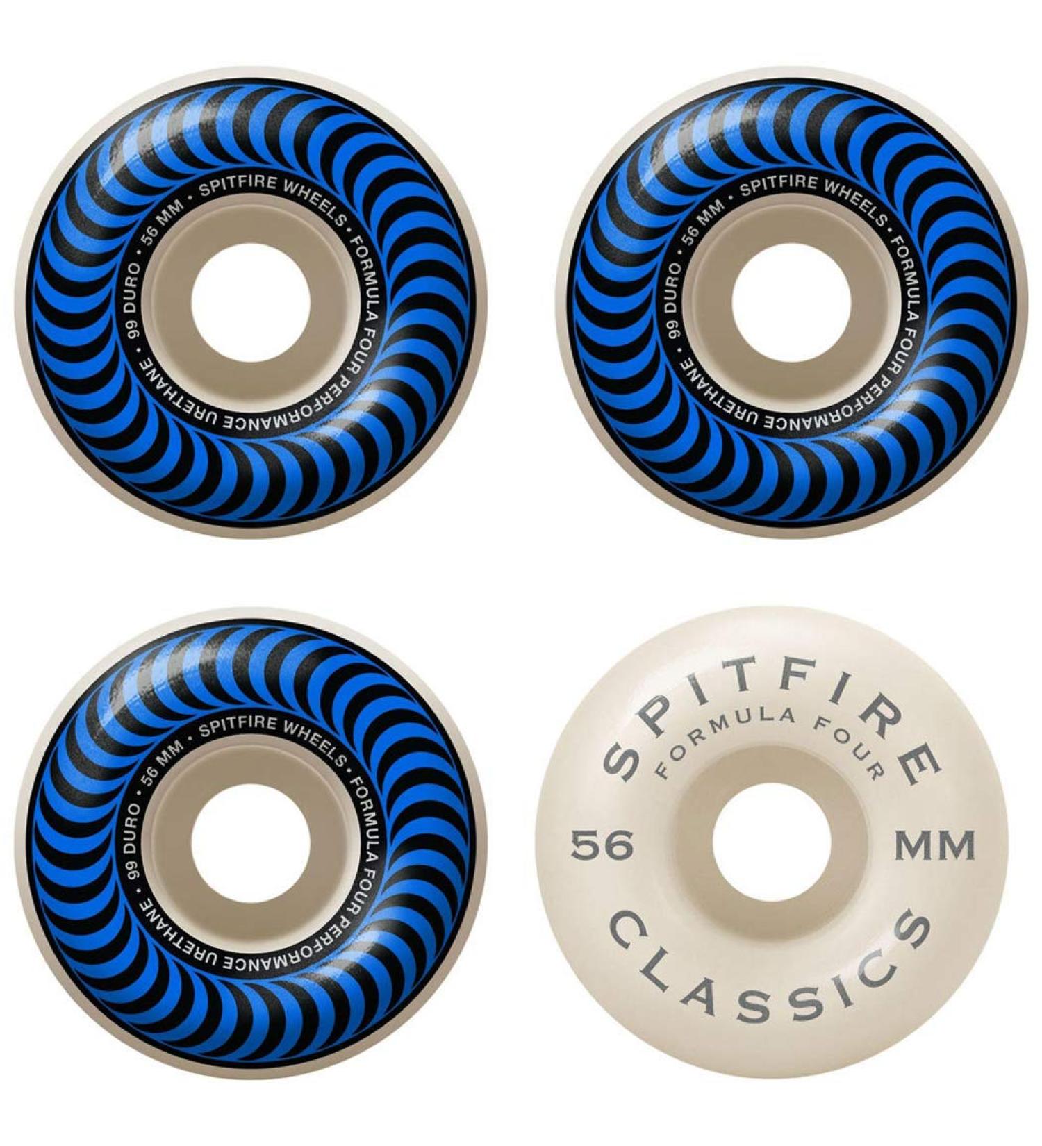 Spitfire F4 Classics 99A Blue/White Skateboard Wheels 56mm - Buy Online on SooperMarket.com