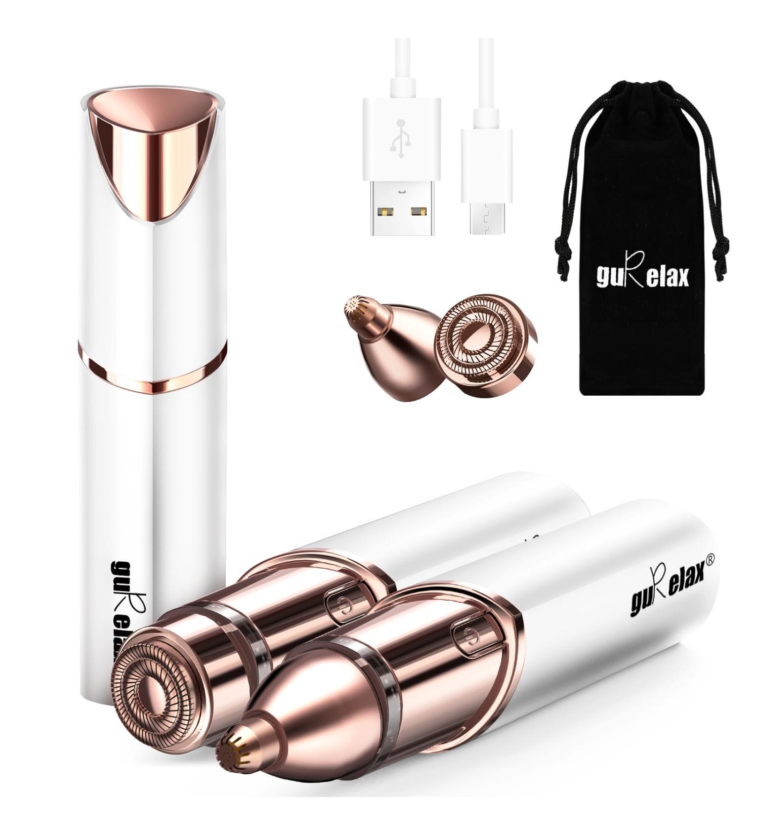 guRelax Facial Hair Remover(NEW) Facial Hair Removal for Women 2-in-1 Hair Removal Device Hair Remover for Face Woman Face Shaver/Trimmer with 2 Replacement Heads White(gen 3 Pro) - Buy Online on SooperMarket.com