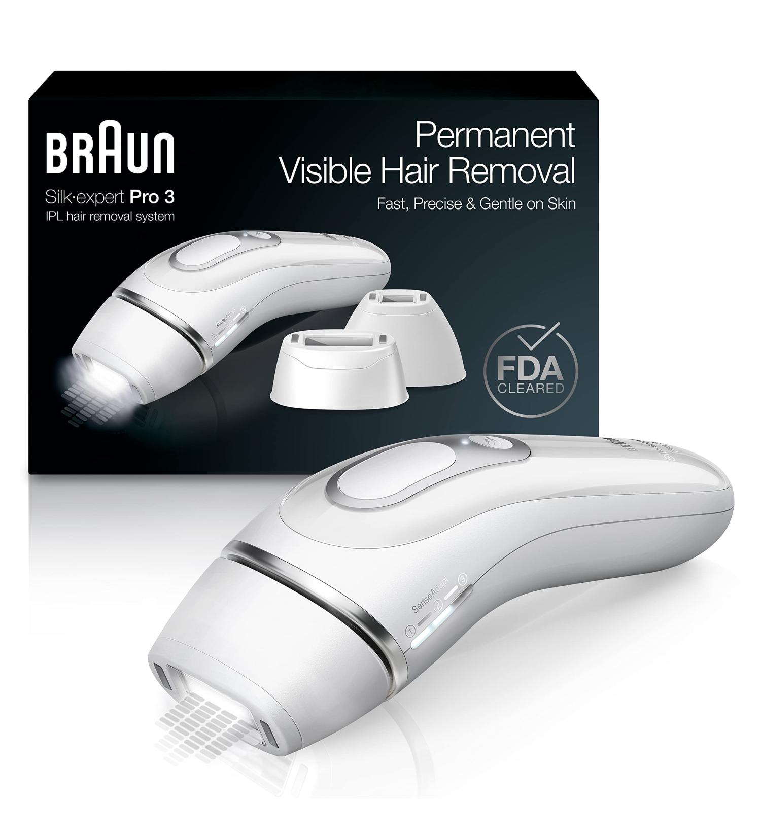 Braun Silk Expert Pro 3 PL3221 IPL Hair Removal System for Women and Men | FDA Cleared for Body & Face | Head-to-Toe Usage | Includes 3 Extra Caps - Buy Online on SooperMarket.com