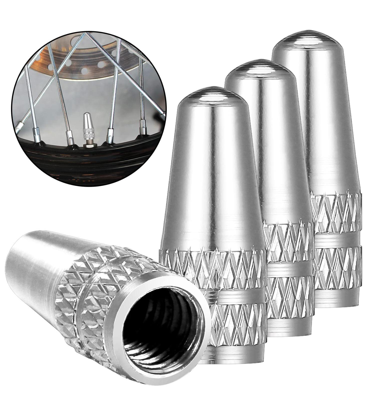 Sospiro 4-Piece Bicycle Presta Valve Caps | Aluminum Dust Protection Caps for Bike Tires | Durable Air Valve Cap Set - Buy Online on SooperMarket.com