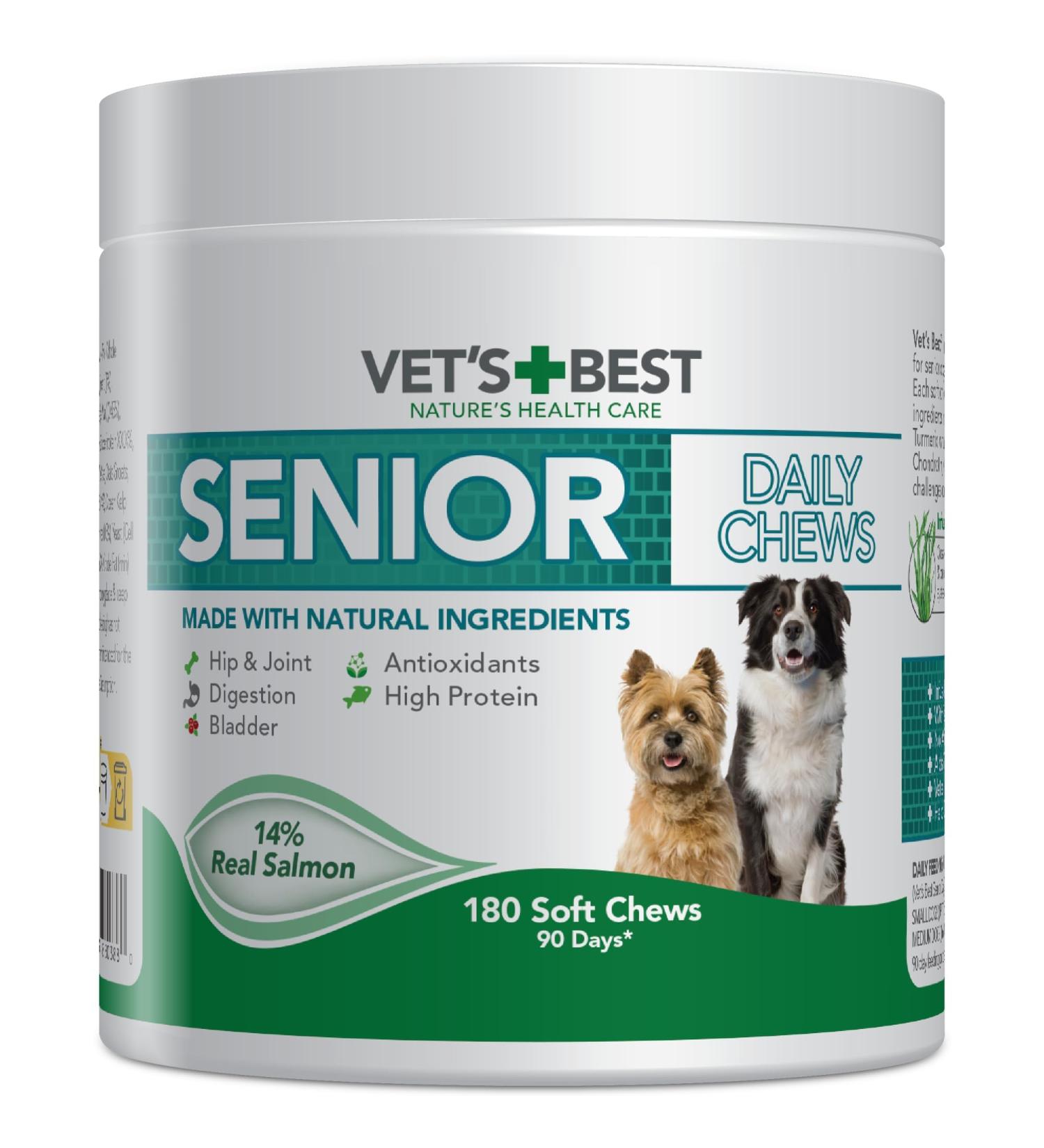 Vets Best Daily Soft Chews for Senior Dogs - 180 Count | Premium Health Supplements for Aging Pets - Buy Online on SooperMarket.com