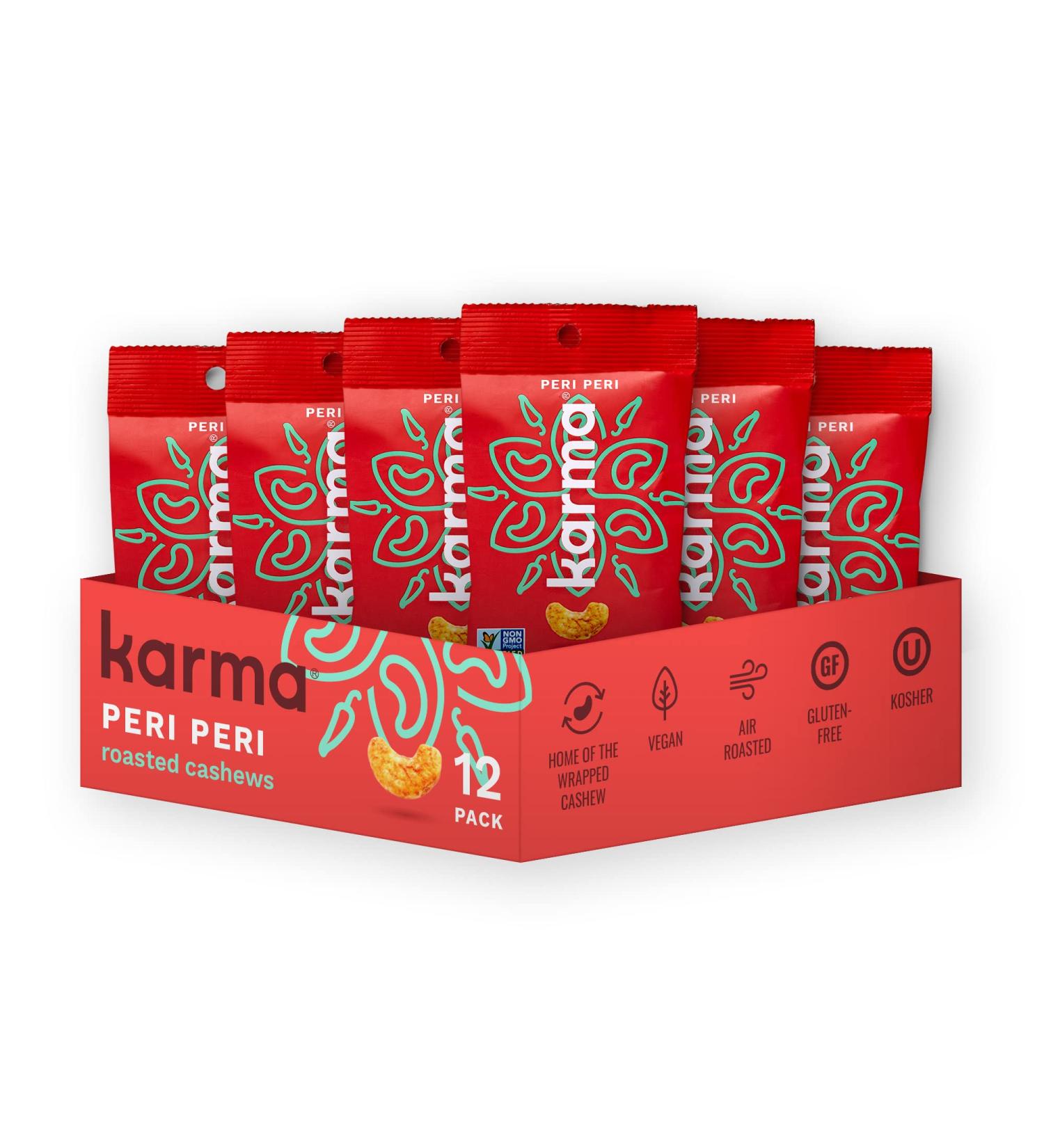 Peri Peri Cashews by Karma Nuts - Savory & Spicy Vegan Snack, 1.5oz (12 Packs), Gluten Free, Low Carb - Buy Online on SooperMarket.com