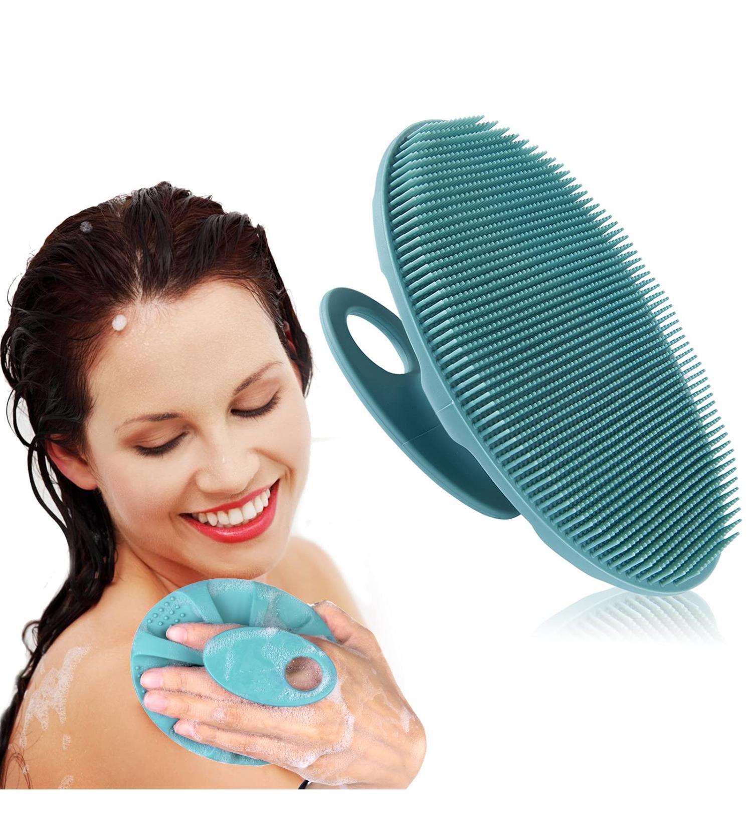 Soft Silicone Body Cleansing Brush - Exfoliating Shower Scrubber for All Skin Types (Dark Green) - Buy Online on SooperMarket.com