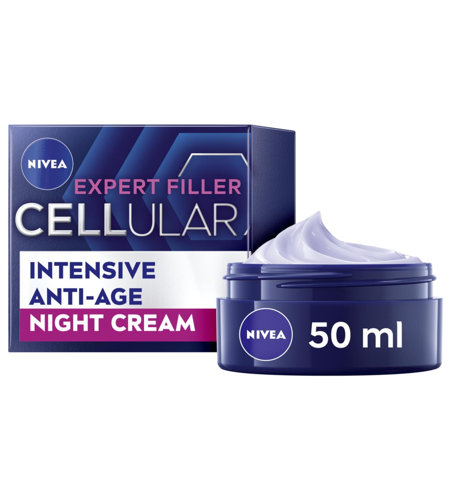 NIVEA Hyaluron Cellular Filler Anti-Age Night Cream (50ml) with Hyaluronic Acid and Magnolia Extract - Anti Wrinkle Night Face Cream for Women - Buy Online on SooperMarket.com