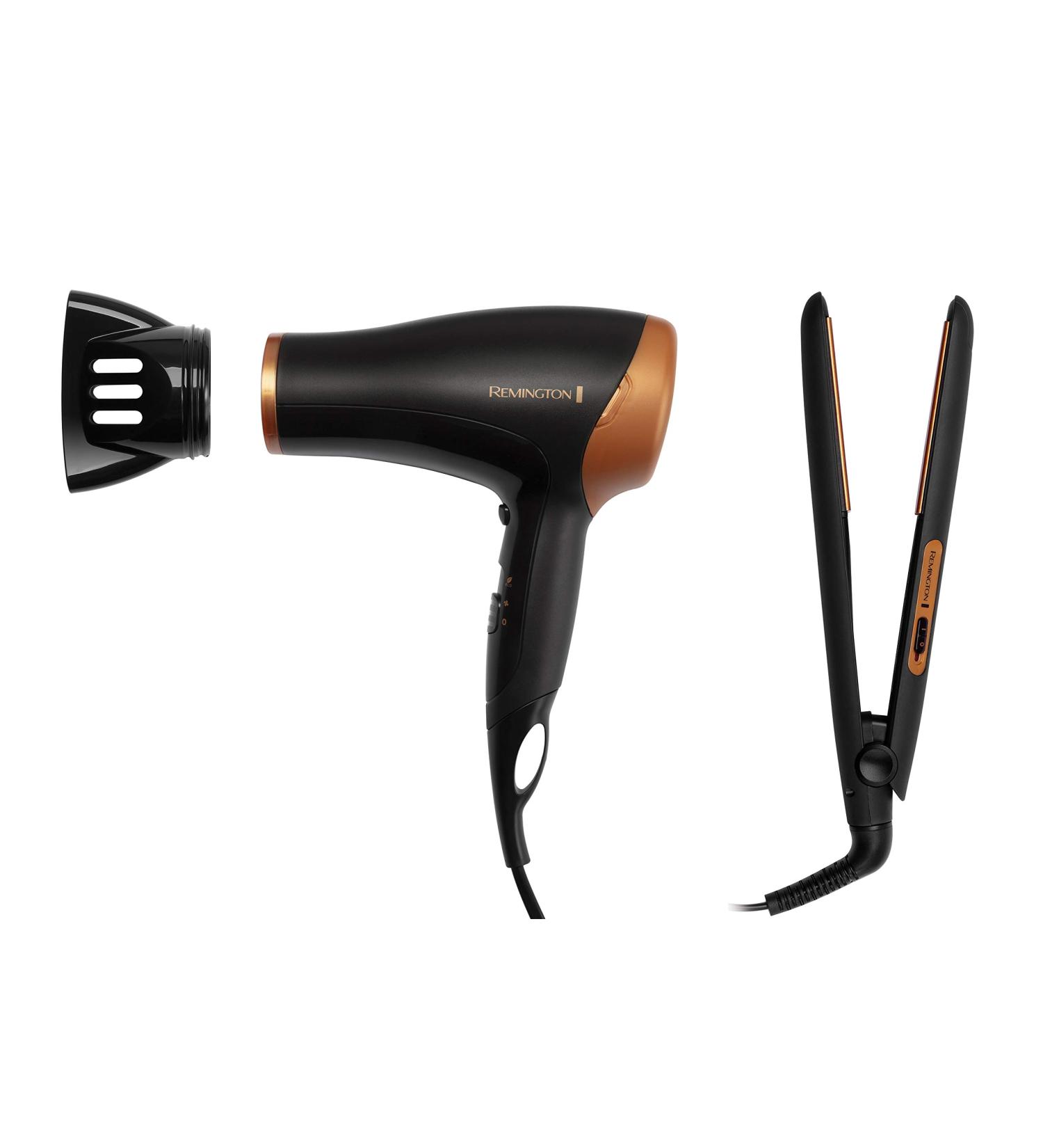 Remington Hair Care Gift Set: Ceramic Hair Straighteners & 2000W Ionic Hair Dryer - Black/Bronze - Buy Online on SooperMarket.com