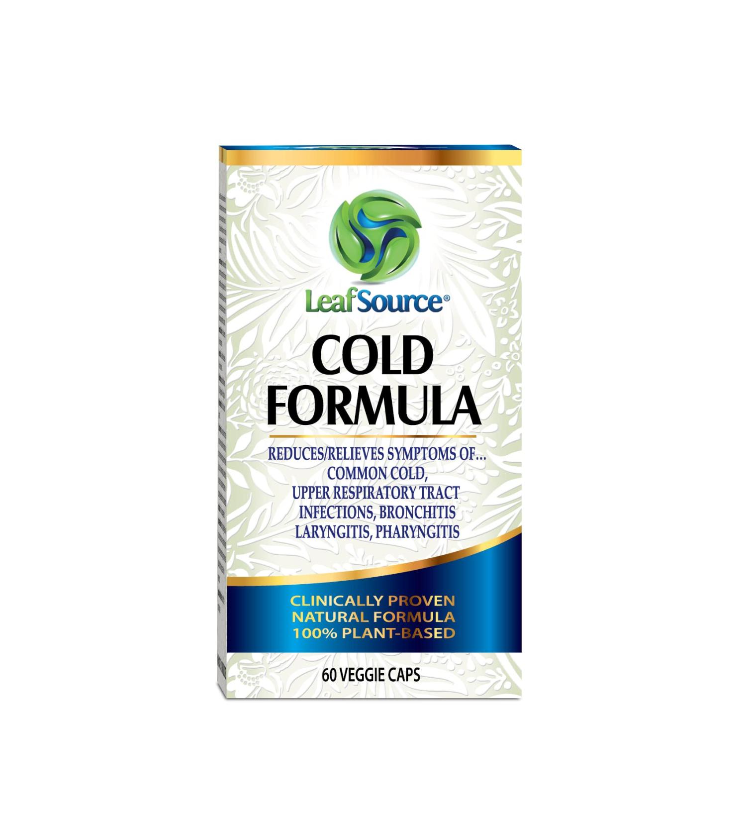 Leafsource Cold Formula Capsules Naturally Reduces Duration & Relieve Cold Symptoms Flu Upper Respiratory Tract Infections Bronchitis Sore Throat and Laryngitis Plant-Based Ingredient Vegan Immune Modulator NPN 80114231 (60 Counts) 60 count (Pack of 1) - Buy Online on SooperMarket.com