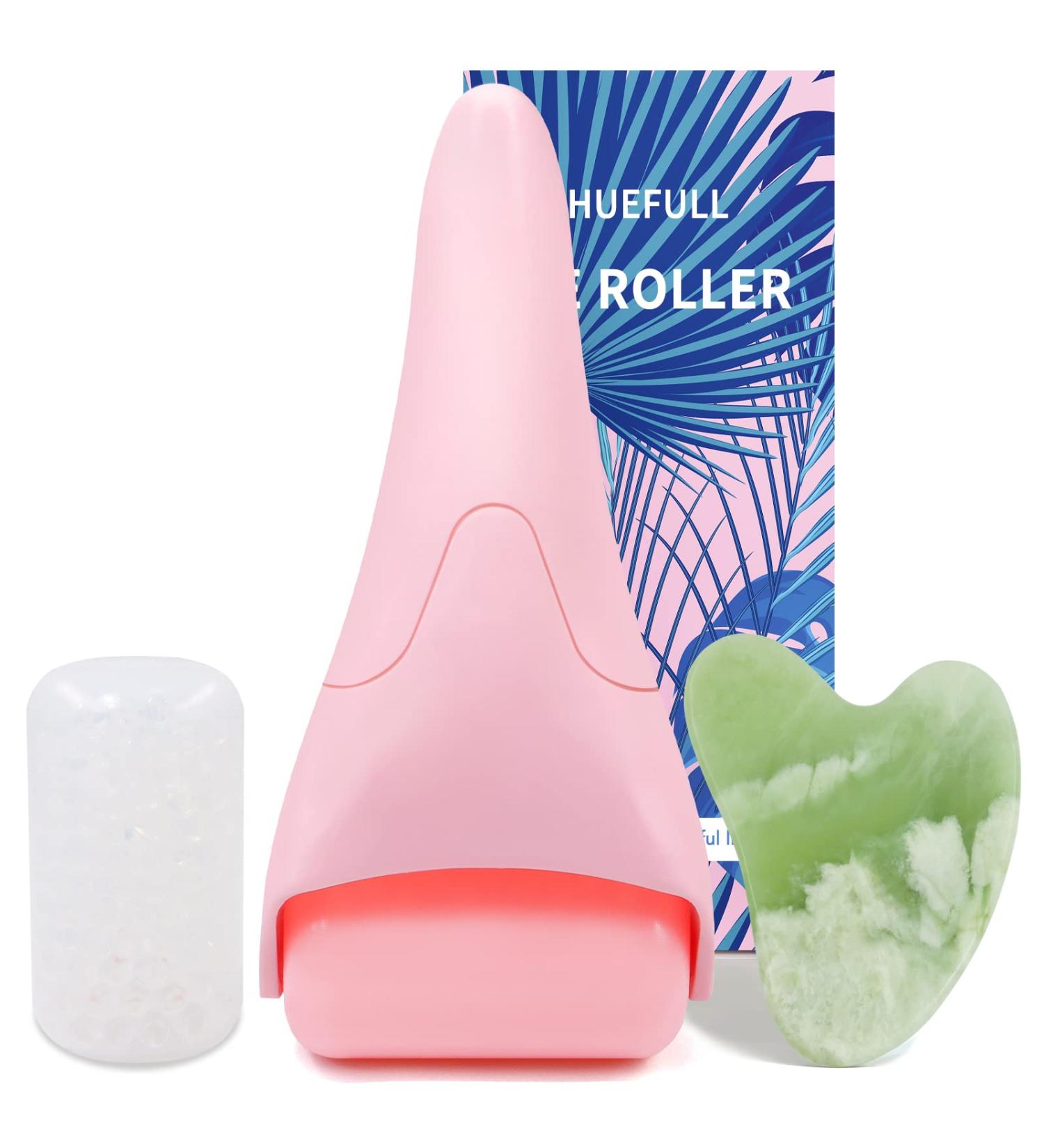 Huefull Ice Roller for Face with 2 Rollers and Gua Sha Facial Tools - Reduce Puffiness, Redness & Migraine Relief - Buy Online on SooperMarket.com