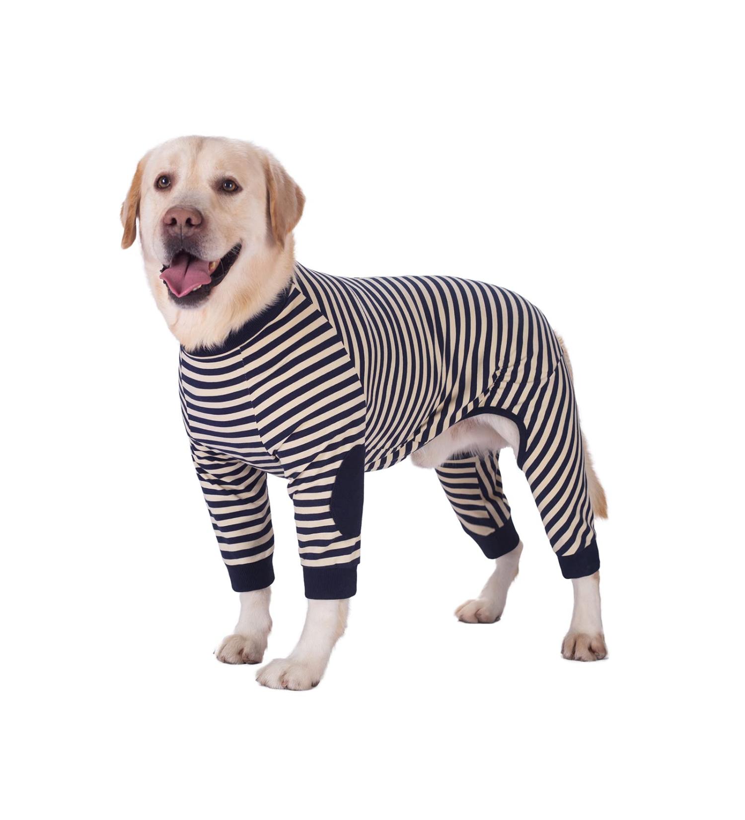 Large Dog Clothes Dog Pajamas Jumpsuit Flexible Breathable Zipper Soft Cotton Striped Dog Jumpsuit Costume Apparel for Medium Dogs Large Dogs (7-Back length-55cm Black) 7--Back length--55cm Black - Buy Online on SooperMarket.com