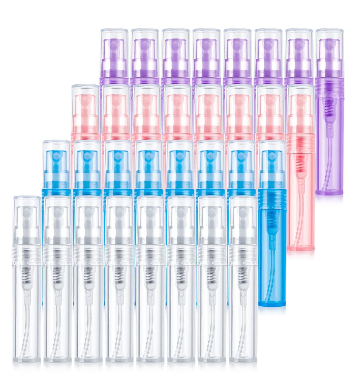 Phoetya 32 StCK 2ML Mini Spray Bottles - Portable Plastic Perfume Containers in 4 Colors for Travel & Outdoor Makeup - Buy Online on SooperMarket.com