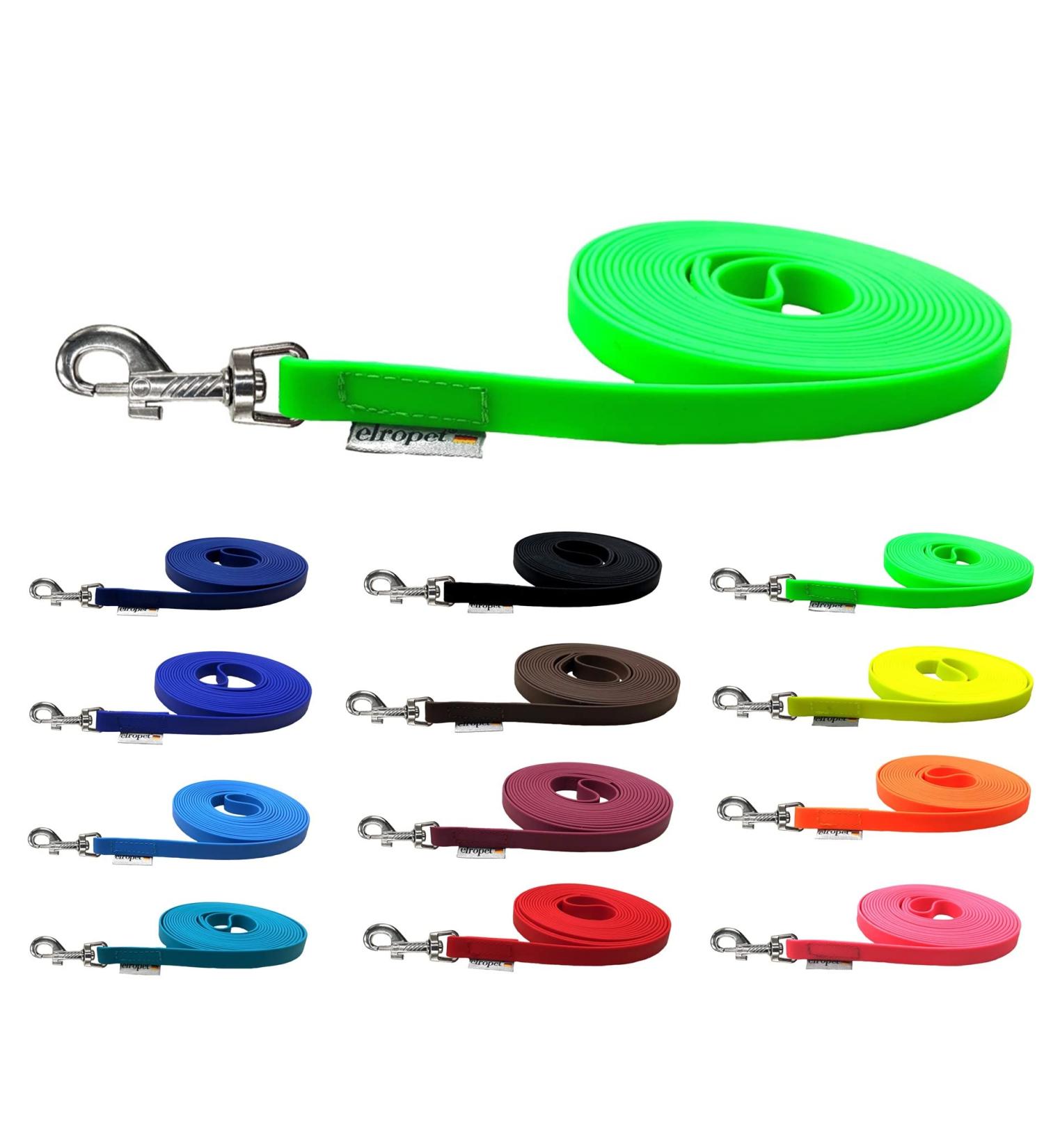 Biothane Drip Line Dog Leash for Medium/Large Dogs - 16mm Wide 3m/5m/10m/15m Lengths Neon Green with Hand Loop - Buy Online on SooperMarket.com