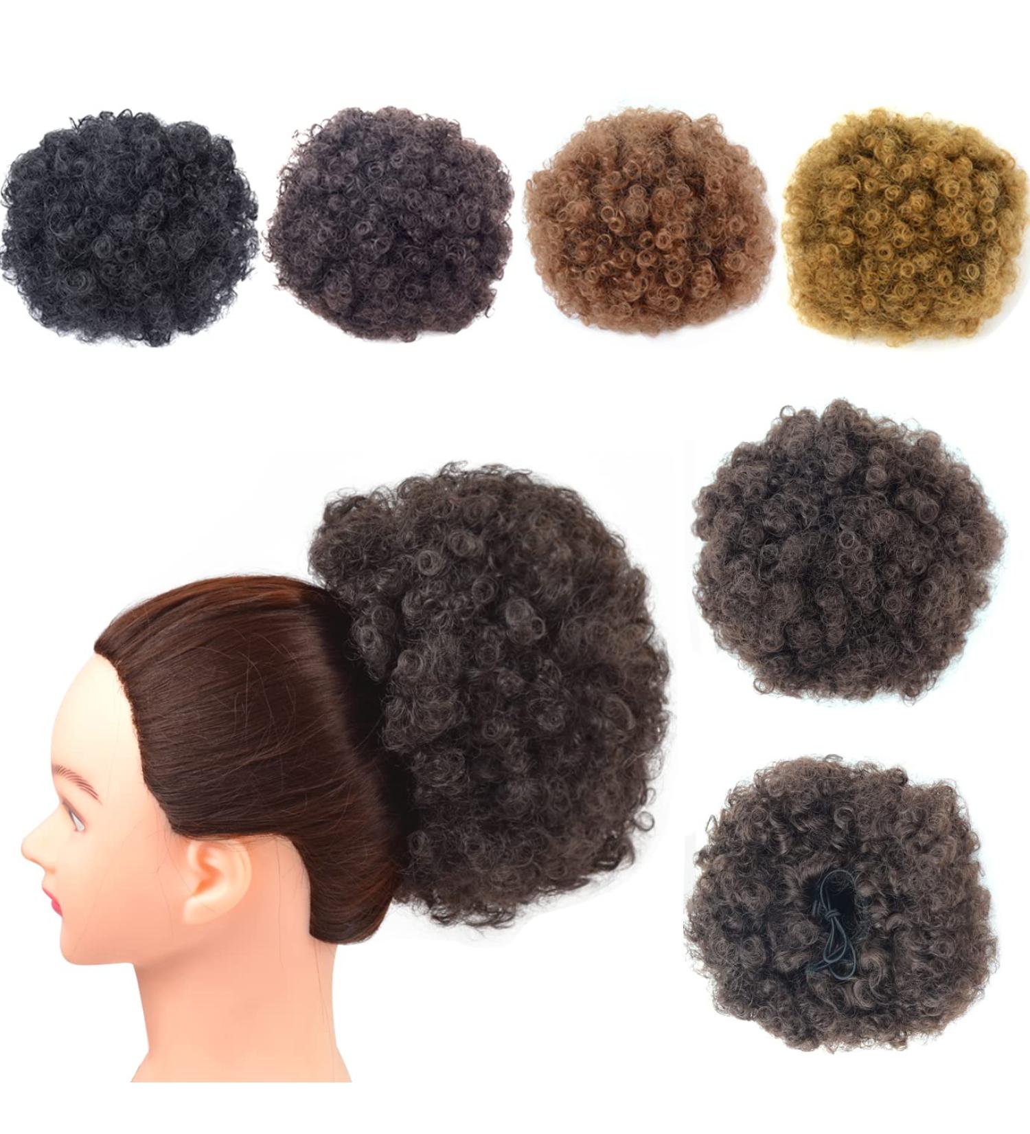 Short Kinky Curly Afro Puff Drawstring Ponytail Extension - Large 4# | Clip-In Bun Hairpiece for Women - Buy Online on SooperMarket.com