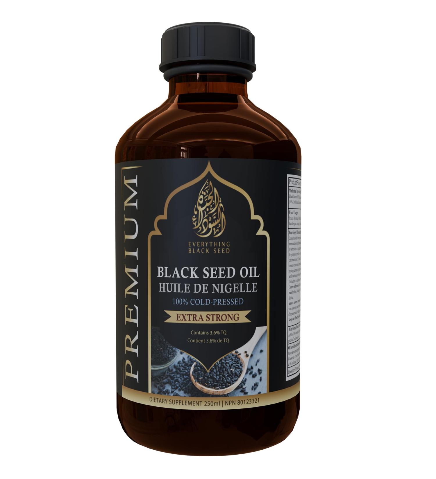 Ethiopian Black Seed Oil Extra Strong 3.6% TQ (Nigella Sativa Kalonji Black Cumin Seed Oil) 100% Cold Pressed Natural Occusing 8X Thymoquinone- Glass Bottle (8.5oz/250ml) - Buy Online on SooperMarket.com