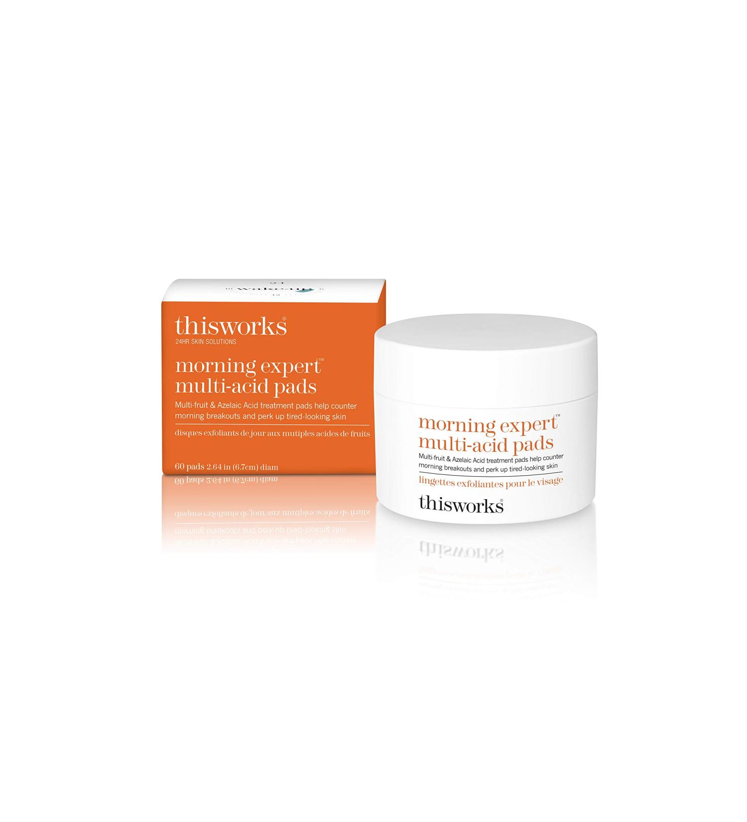 Morning Expert Multi-Acid Pads - Exfoliating Face Pads Enriched with Witch Hazel, AHAs, and Vitamin B3 - 60 Pads - Buy Online on SooperMarket.com