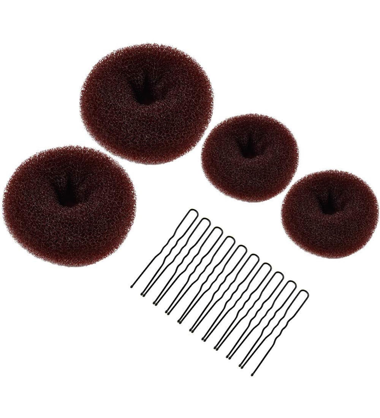 MORGLES 4pcs Brown Hair Bun Donut Set with Hair Pins - Perfect for Ballet Buns & Dancer Chignons - Buy Online on SooperMarket.com