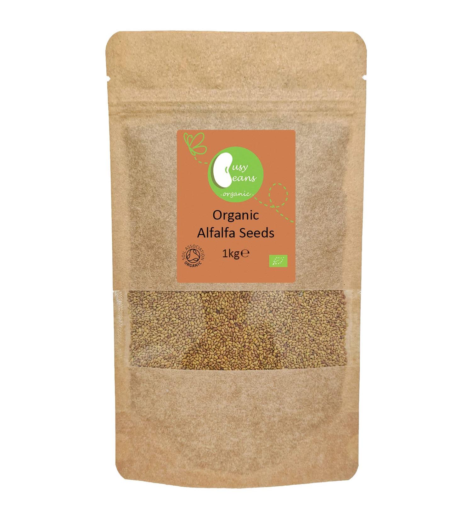 Organic Alfalfa Seeds (Sprouting) - Certified Organic - by Busy Beans Organic (1kg) - Buy Online on SooperMarket.com