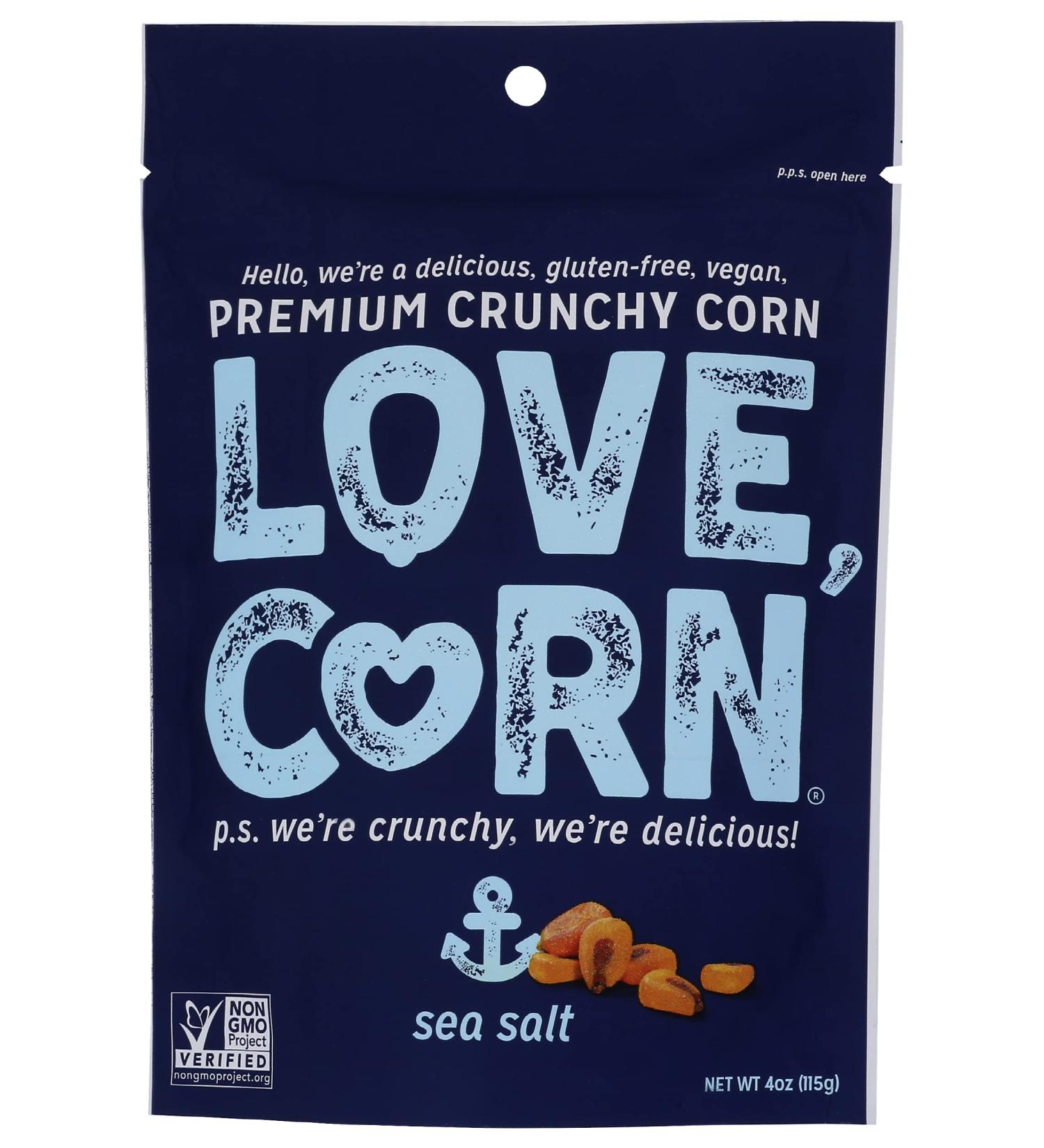 Love Corn Sea Salt Snack - 4 Ounce Crunchy Corn Treat - Buy Online on SooperMarket.com