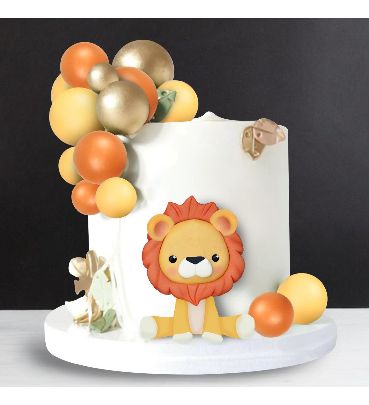 DRWATE Lion Cake Topper with Balls Cake Decorations for Wild Animals Themed Birthday Baby Shower Party Supplies (STYLE 4) - Buy Online on SooperMarket.com