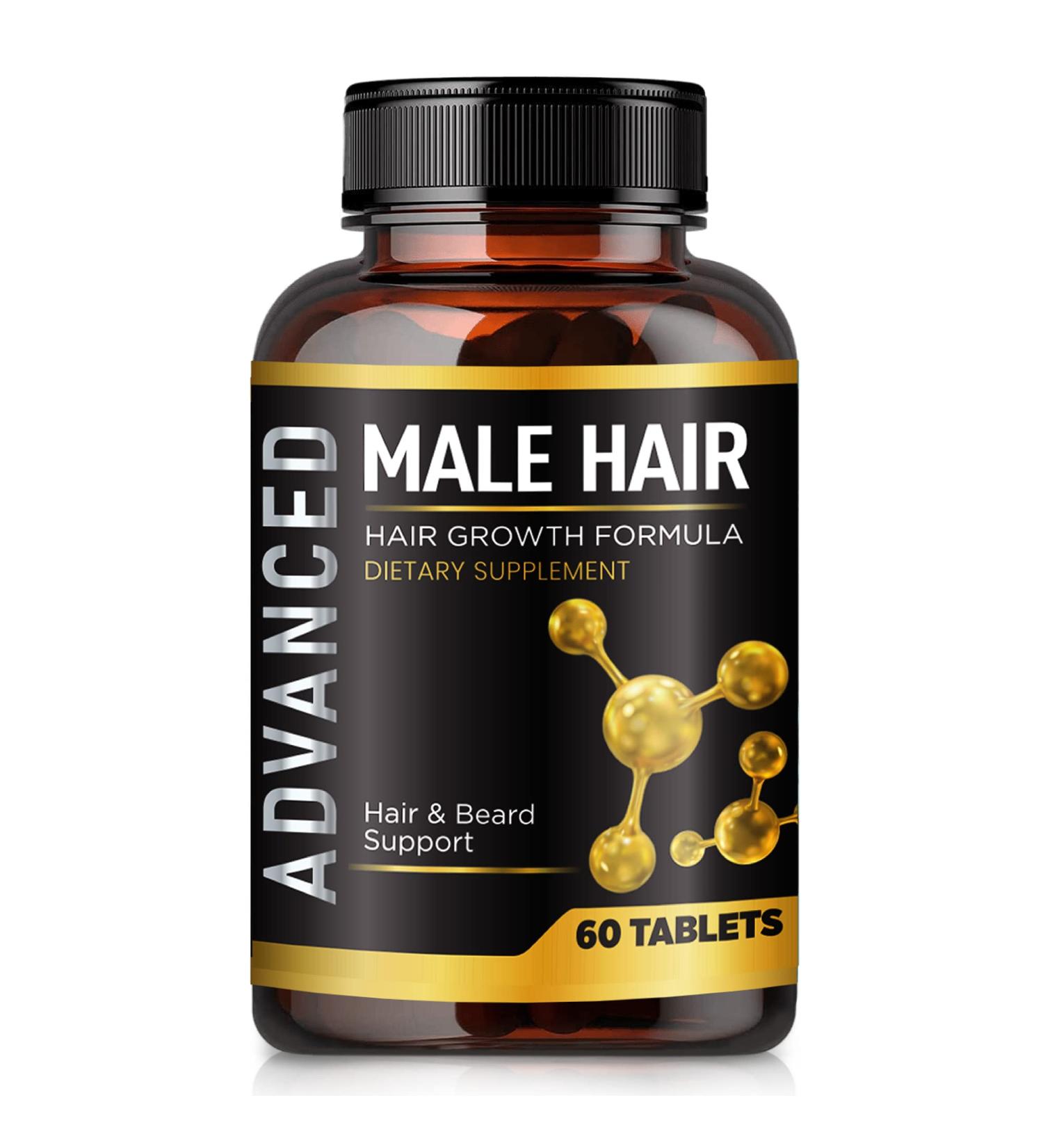Men's Hair Growth Vitamins - DHT Blocker & Beard Growth Supplement for Thicker, Fuller Hair. Support Thinning Hair with Biotin - Regrow & Strengthen Hair - Buy Online on SooperMarket.com