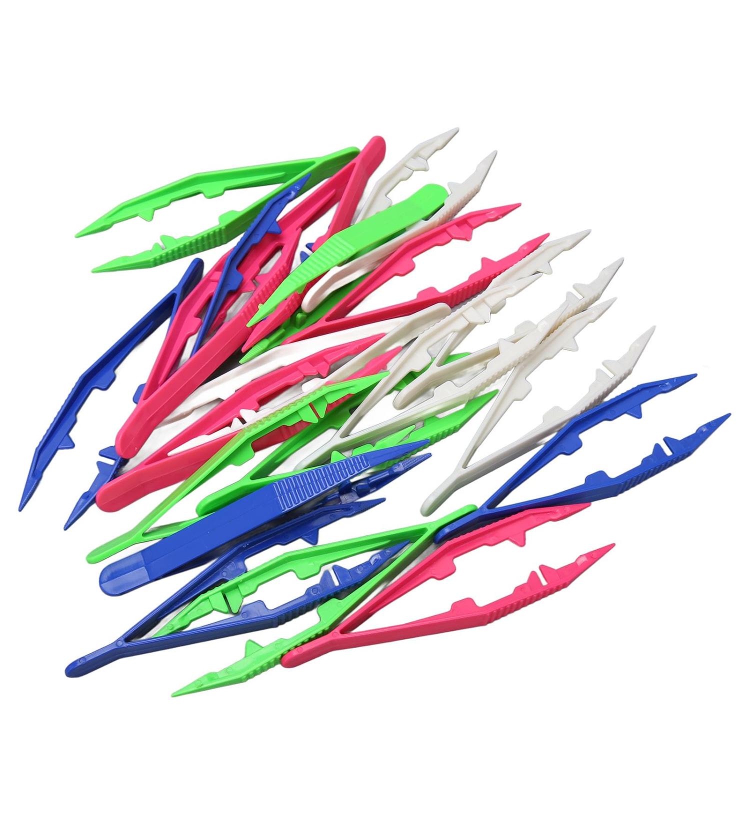 Craft Tweezers 20 Pack - Durable Safe Plastic Tweezers for Kids & Adults | Ideal for Hobbies & Manual Training - International Shipping Available - Buy Online on SooperMarket.com