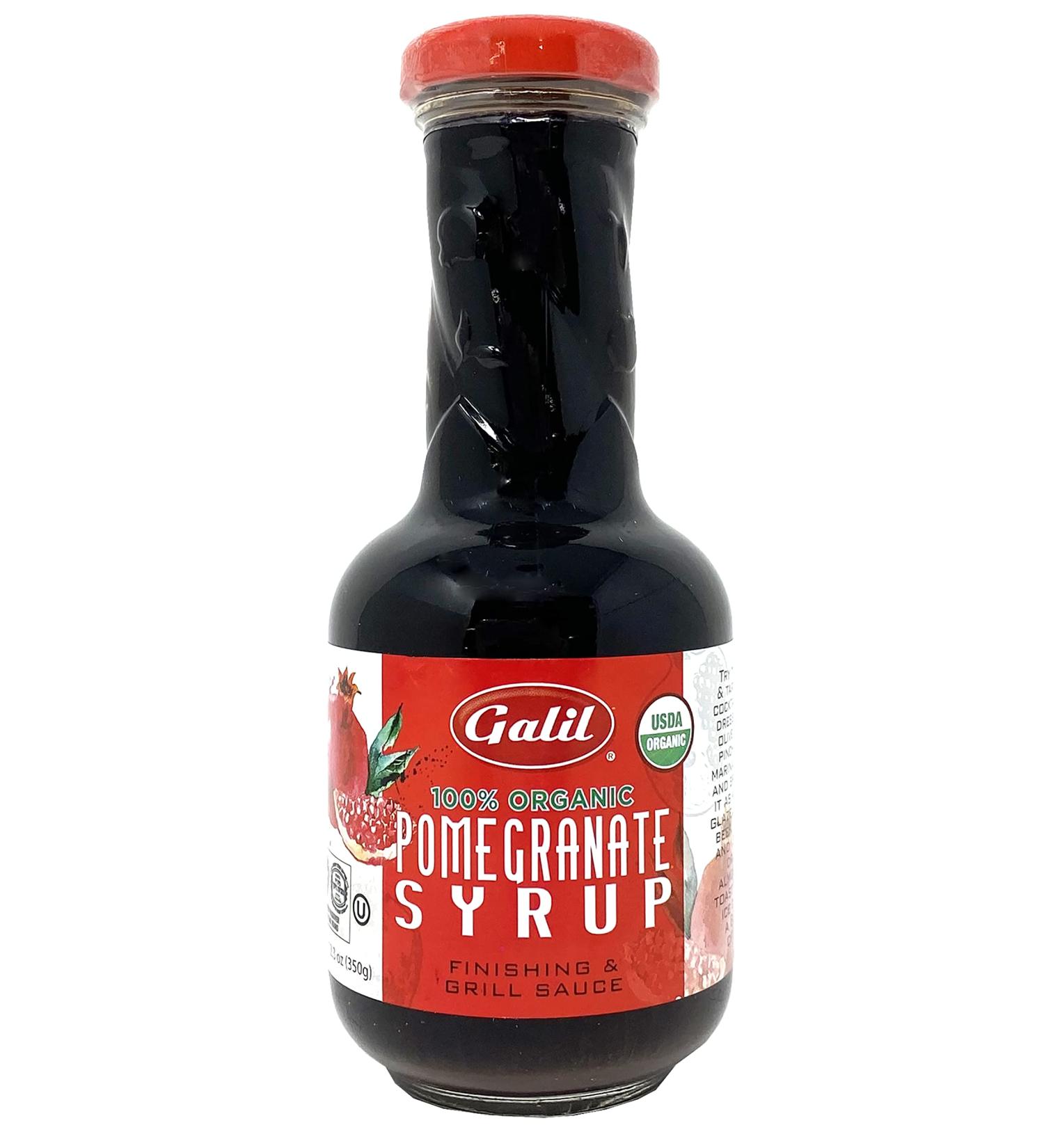 Galil USDA Organic Pomegranate Molasses 12.3oz - 100% Concentrated Juice, No Sugar, Vegan, Gluten-Free, Preservative-Free, Kosher - Buy Online on SooperMarket.com