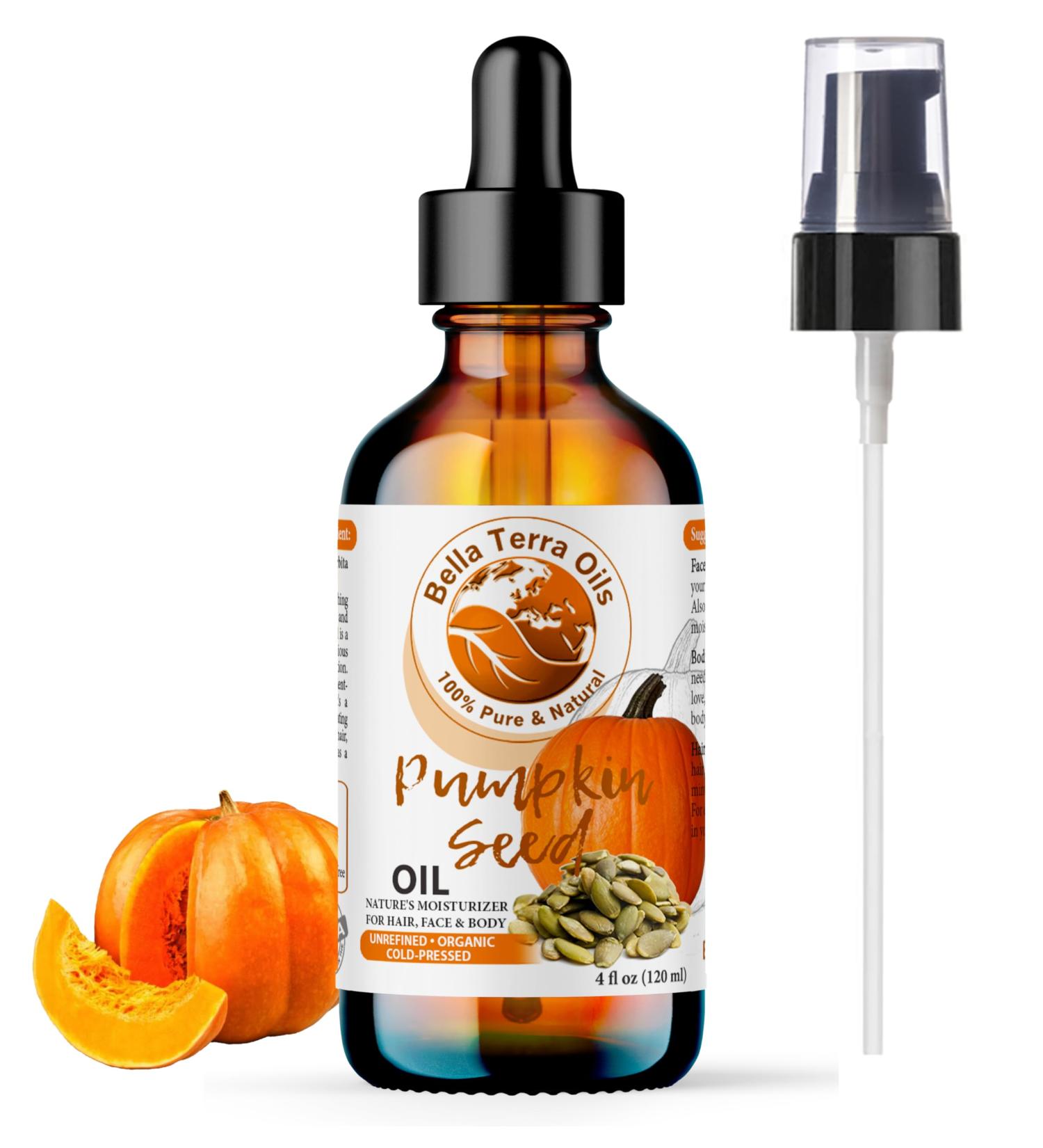 Buy Bella Terra Organic Pumpkin Seed Oil 4oz - Nutrient-Rich Oil Abundant in Vitamin C & E for Skin Purity - International Shipping Available - Buy Online on SooperMarket.com