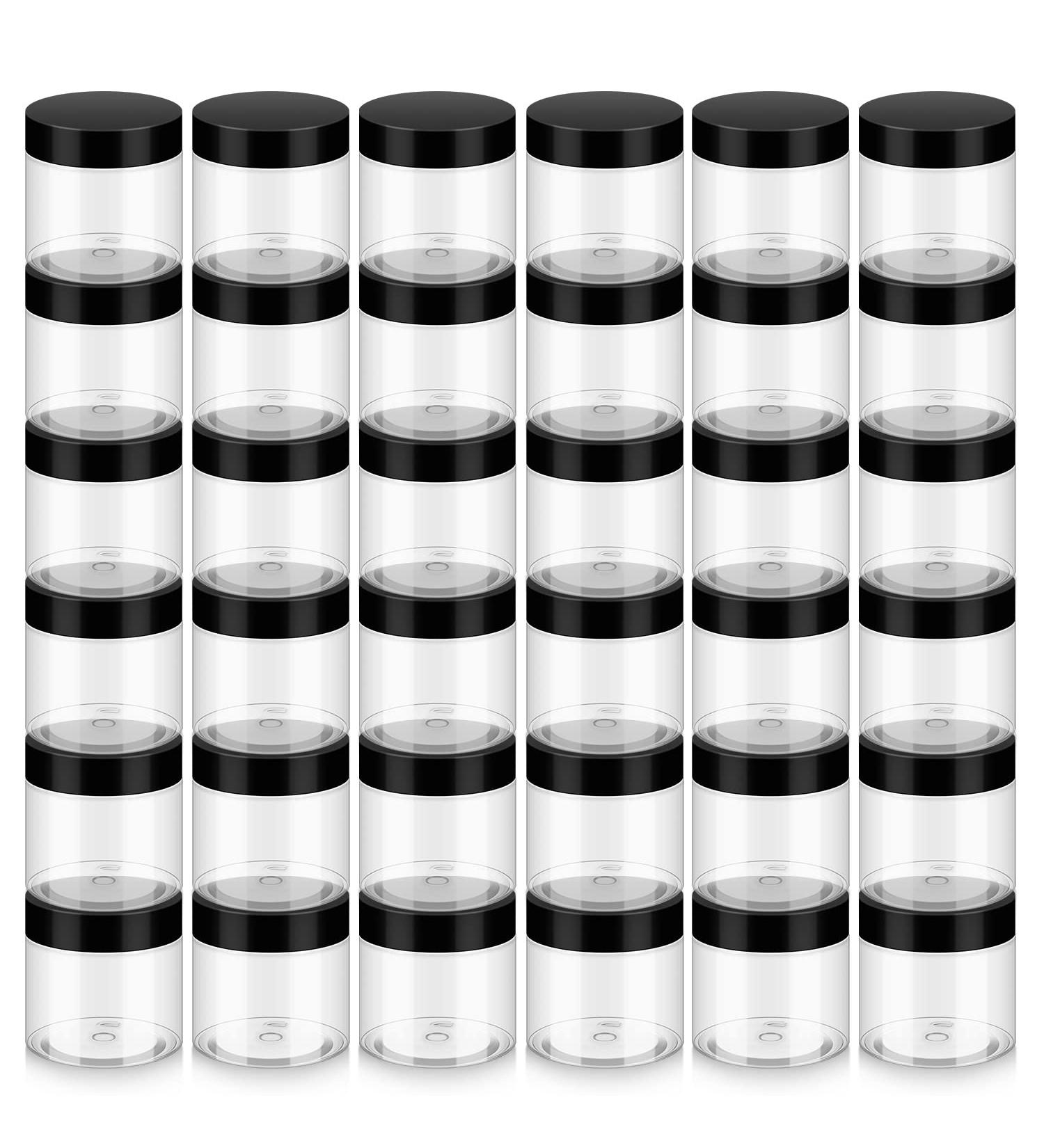 36 Pack BPA-Free 2oz Plastic Jars with Lids - Reusable Cosmetic Containers for Bath Salts and Beauty Products - Buy Online on SooperMarket.com