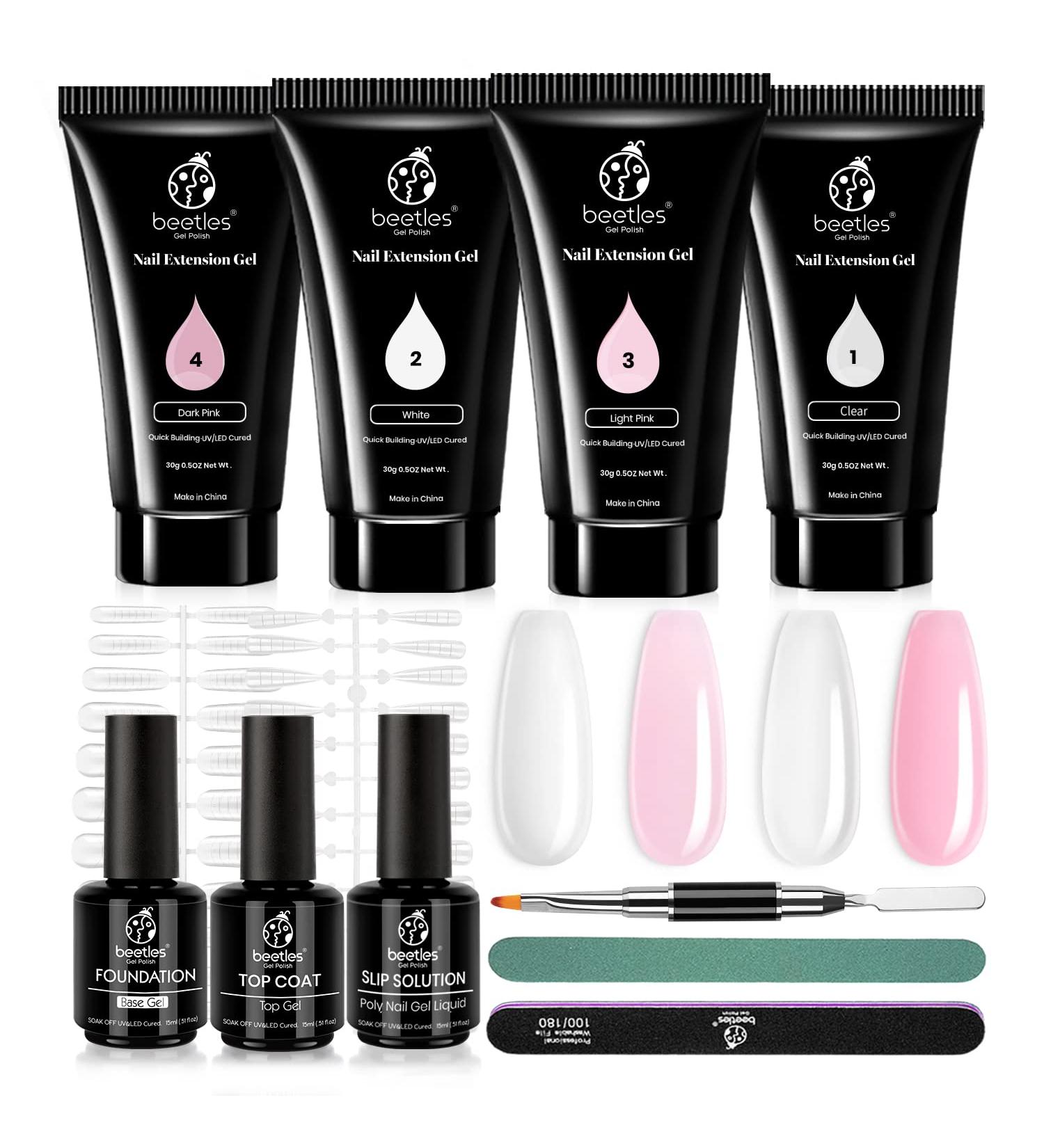 Beetles Poly Nail Extension Gel Kit 3 Colors 1OZ All-in-One French Kit Tyro Nail Salon Mother's Day Gift A-Nude-001 - Buy Online on SooperMarket.com