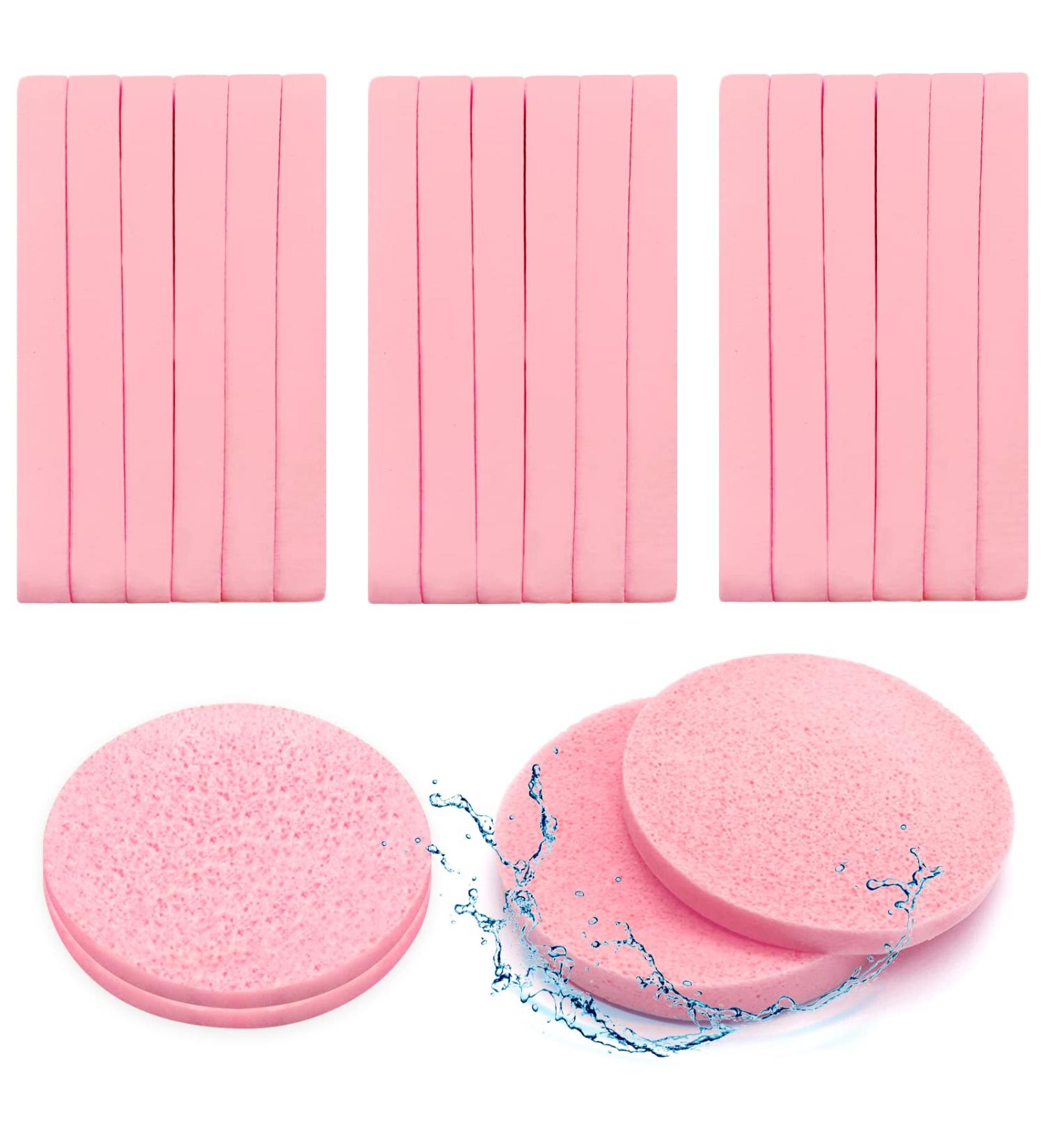 120 Pieces Compressed Facial Sponges - Professional Exfoliating Makeup Removal Pads for Spa Cleansing, Pink - Buy Online on SooperMarket.com