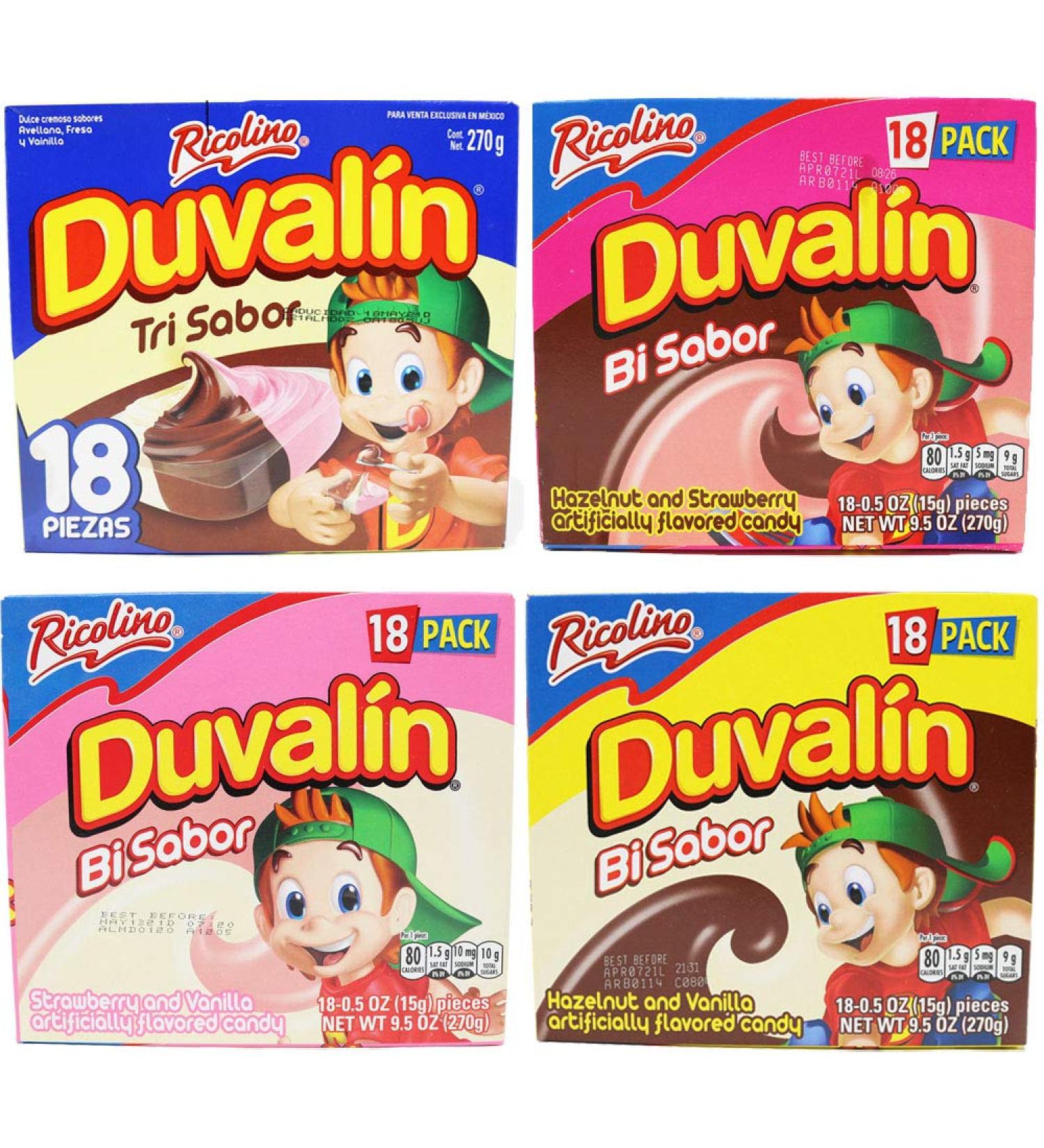 Duvalin Bundle: 18 Count Tri-Flavor Pack - Vanilla Hazelnut, Strawberry Hazelnut, Strawberry Vanilla - 4 Unique Boxes - Buy Online on SooperMarket.com
