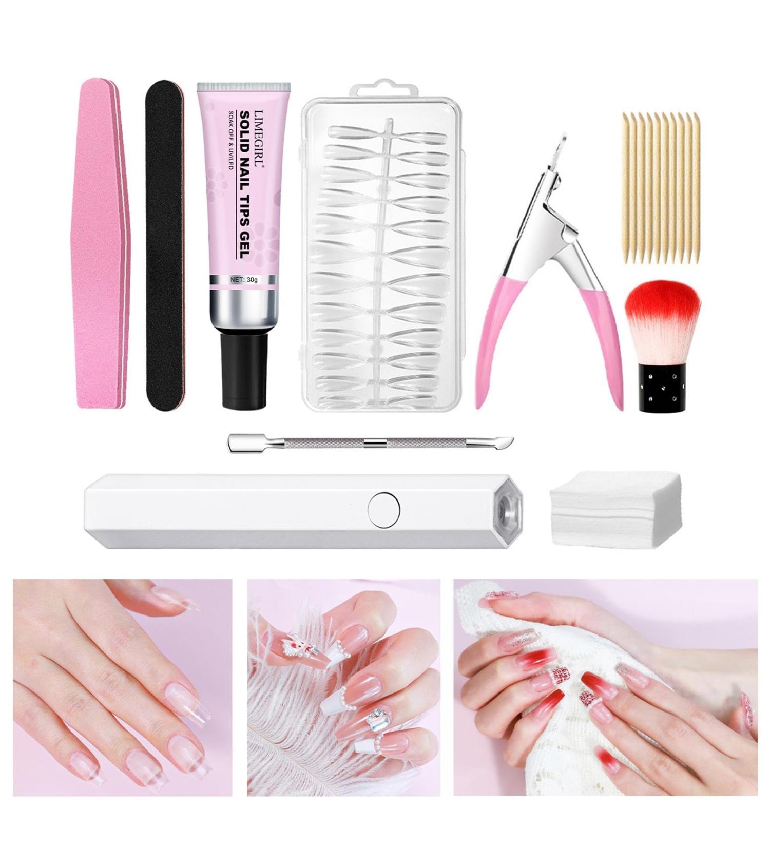 Dranng Gel Extension Nail Kit - Artificial Extension Nail Set With Tips For Girls Gel Nail Extension Fake Nails Kit Portable Gel Nail Extension Set Transparent Tips Nails Set For - Buy Online on SooperMarket.com