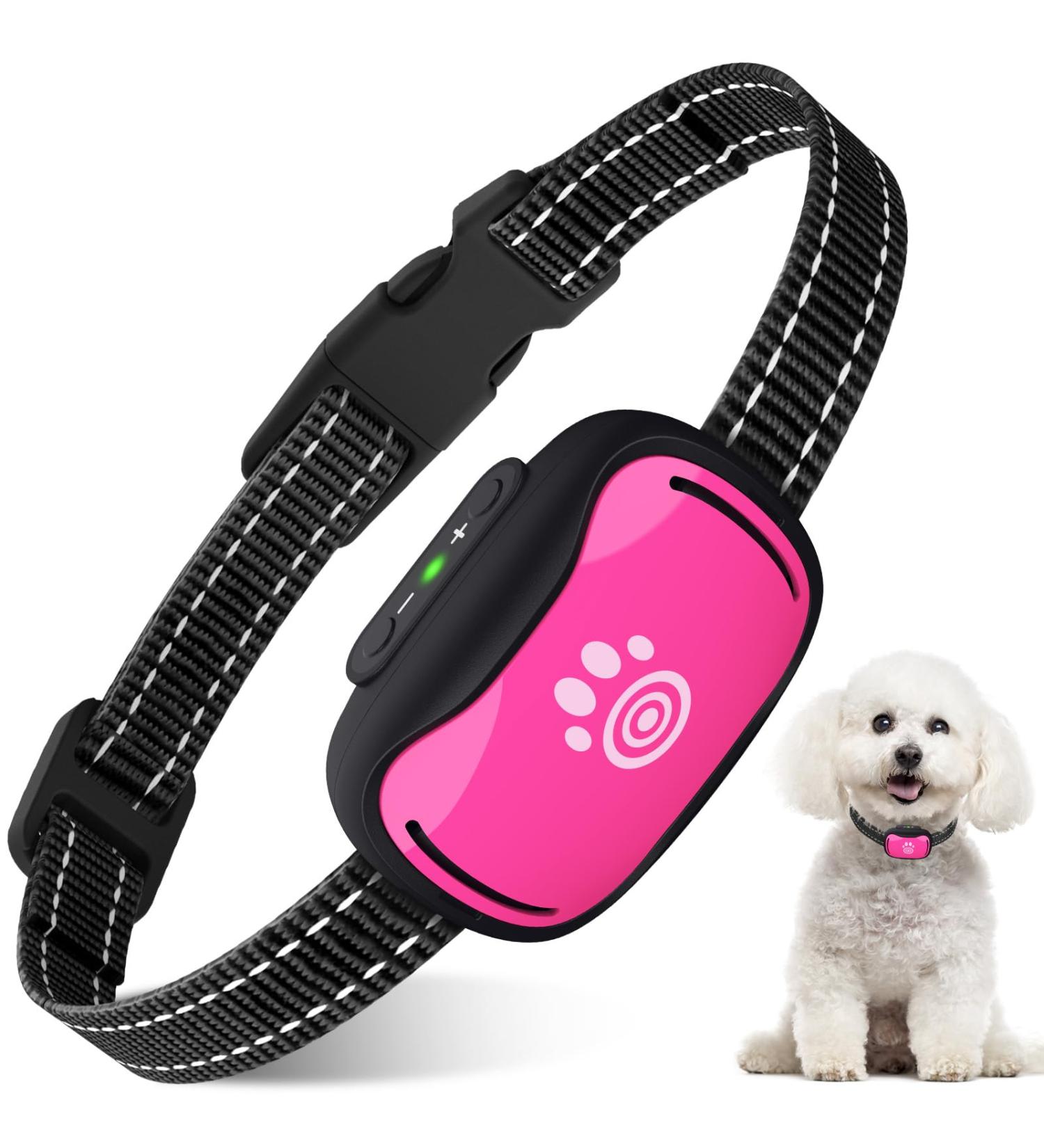 Small Dog Bark Collar - Adjustable Anti-Barking Device with Beep and Vibration - Humane Deterrent for Small to Medium Dogs - Pink - Buy Online on SooperMarket.com