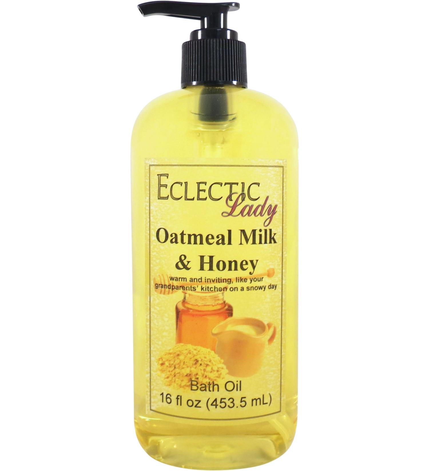 Oatmeal Milk and Honey Bath Oil Moisturizing & Relaxing Scented Oil for Dry Skin | 16 oz by Eclectic Lady - Buy Online on SooperMarket.com