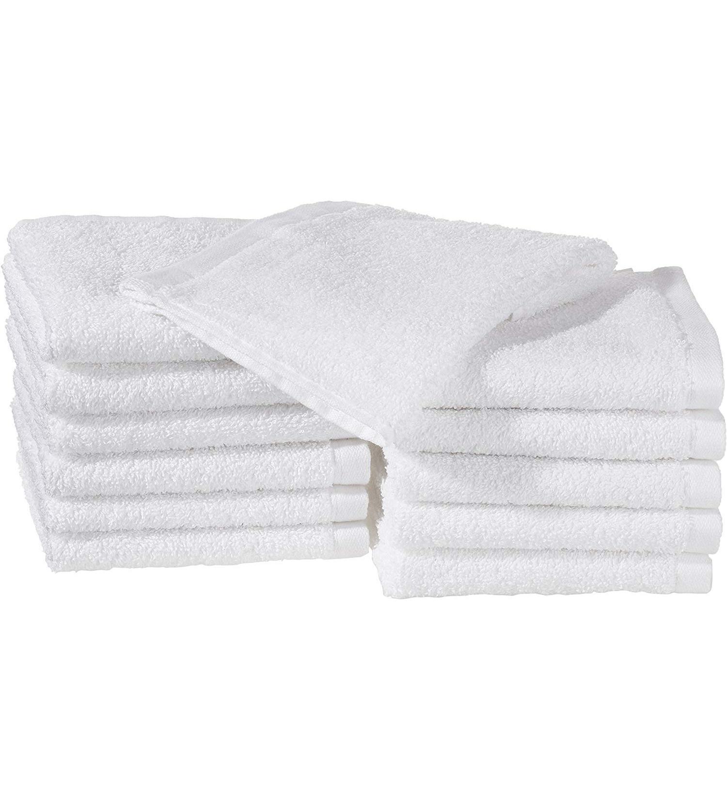 Amazon Basics Cotton Washcloths - 12-Pack 30x30 cm - Soft & Absorbent White Washcloths for Everyday Use | International Shipping Available - Buy Online on SooperMarket.com